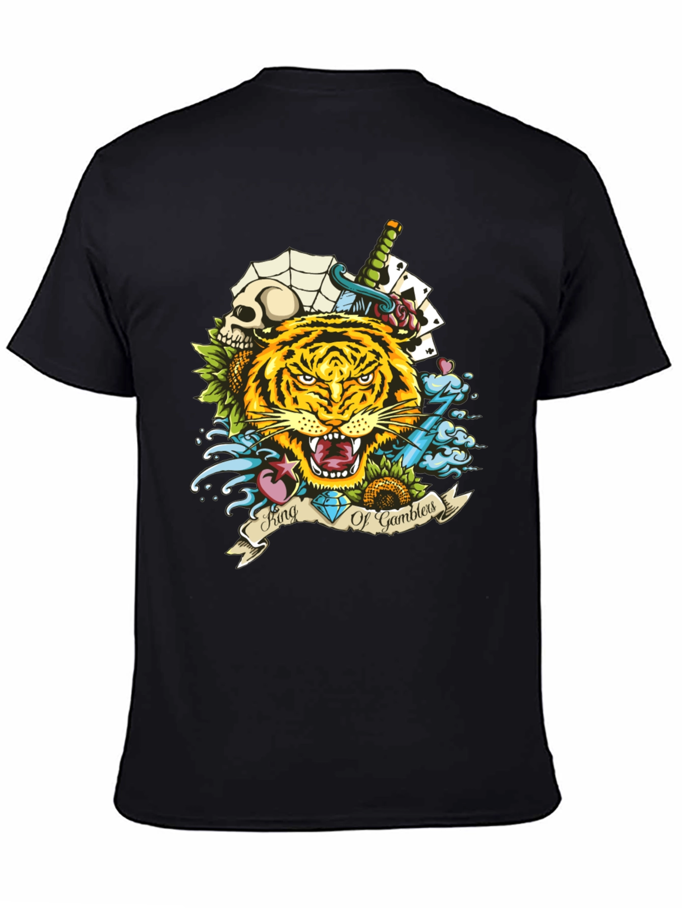 King of Gamblers Tiger Graphic Tee - Black