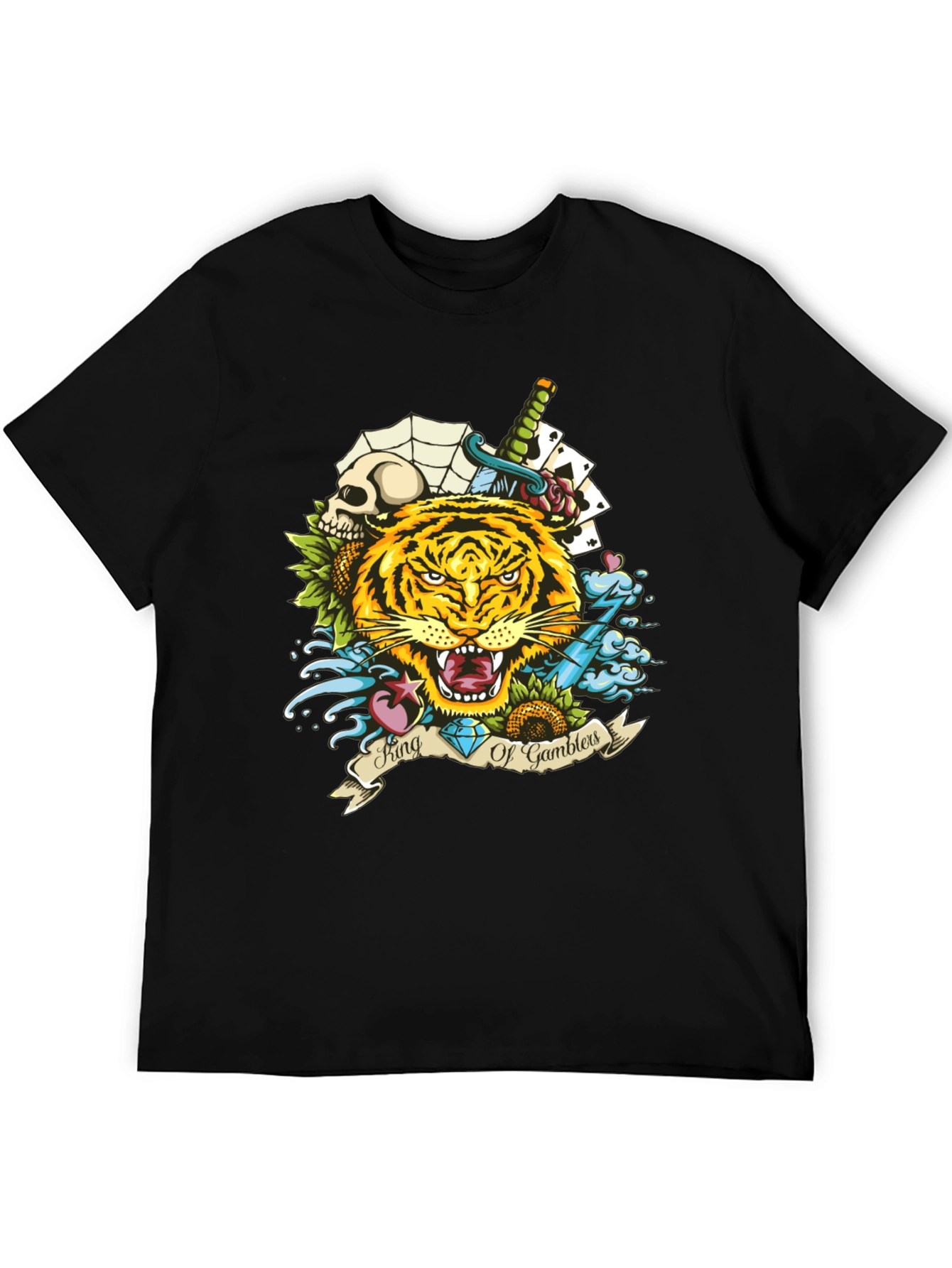 King of Gamblers Tiger Graphic Tee - Black