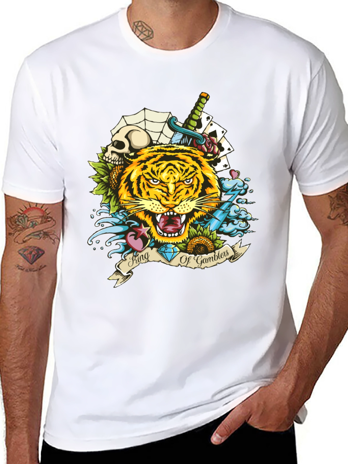 King of Gamblers Tiger Graphic Tee - Black