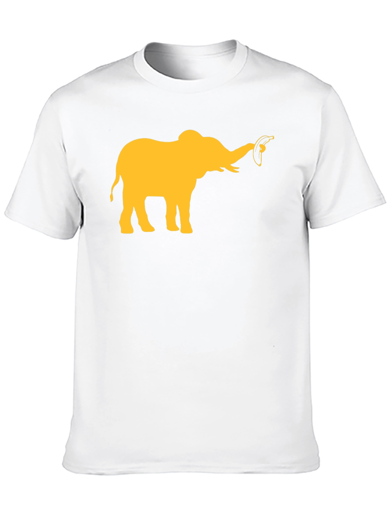 Elephant Banana Graphic Tee - Black Cotton Casual T-Shirt
