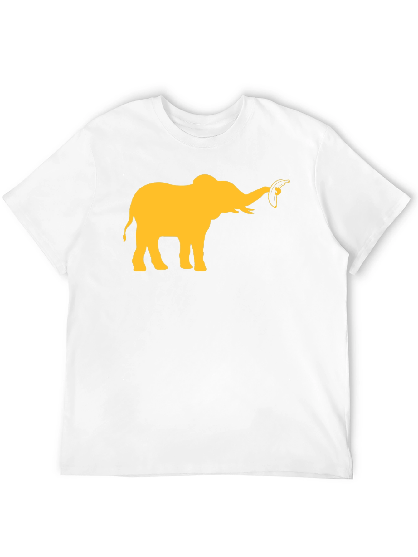 Elephant Banana Graphic Tee - Black Cotton Casual T-Shirt