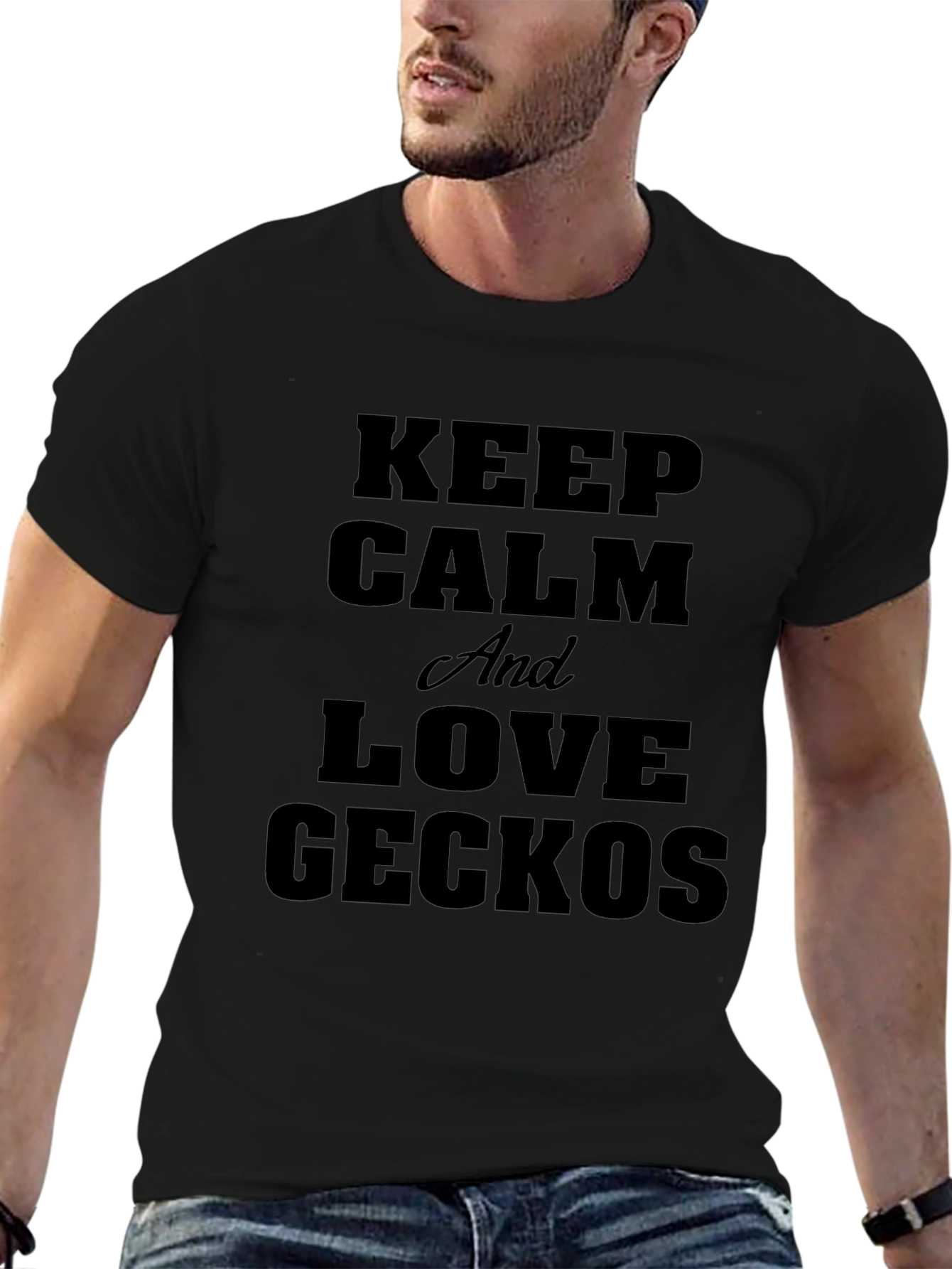 Keep Calm and Love Geckos Black T-Shirt