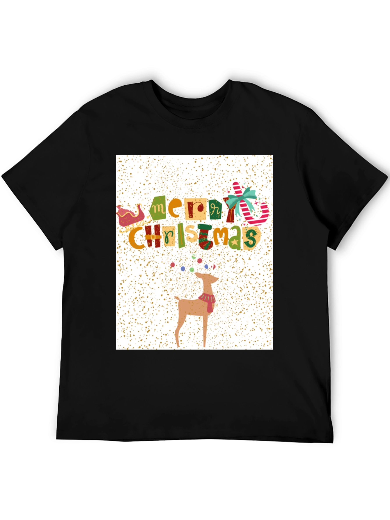 Festive Merry Christmas Reindeer Graphic Tee
