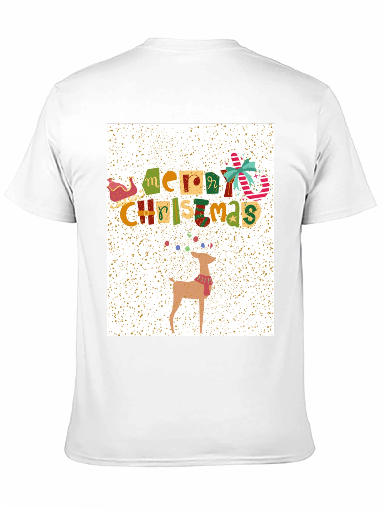 Festive Merry Christmas Reindeer Graphic Tee
