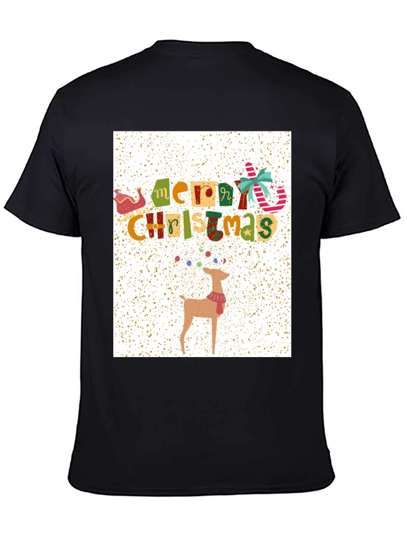 Festive Merry Christmas Reindeer Graphic Tee