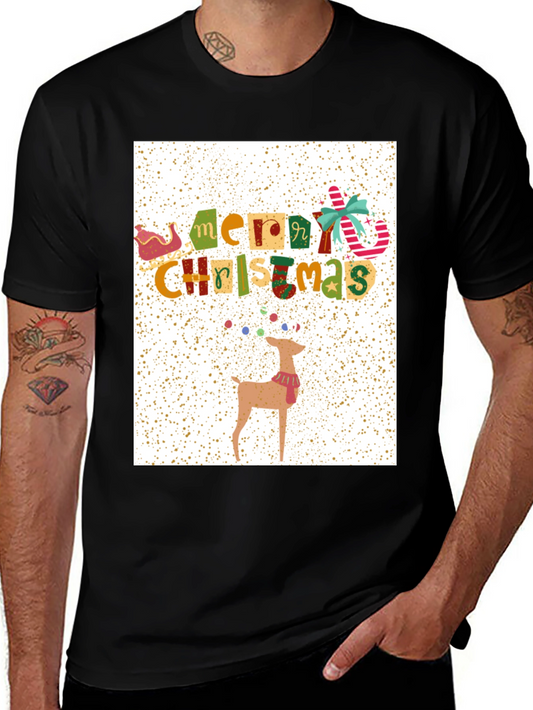 Festive Merry Christmas Reindeer Graphic Tee
