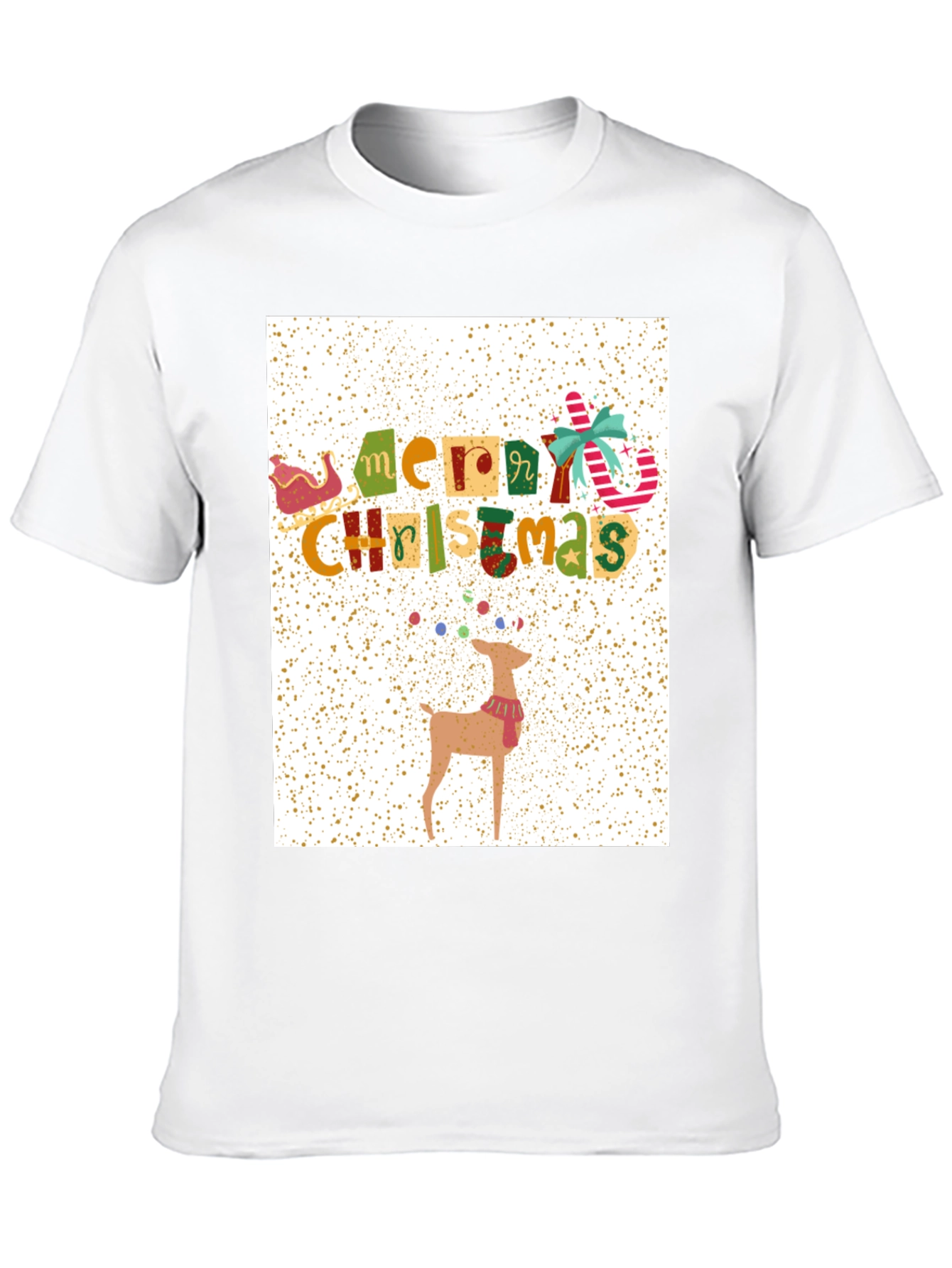 Festive Merry Christmas Reindeer Graphic Tee