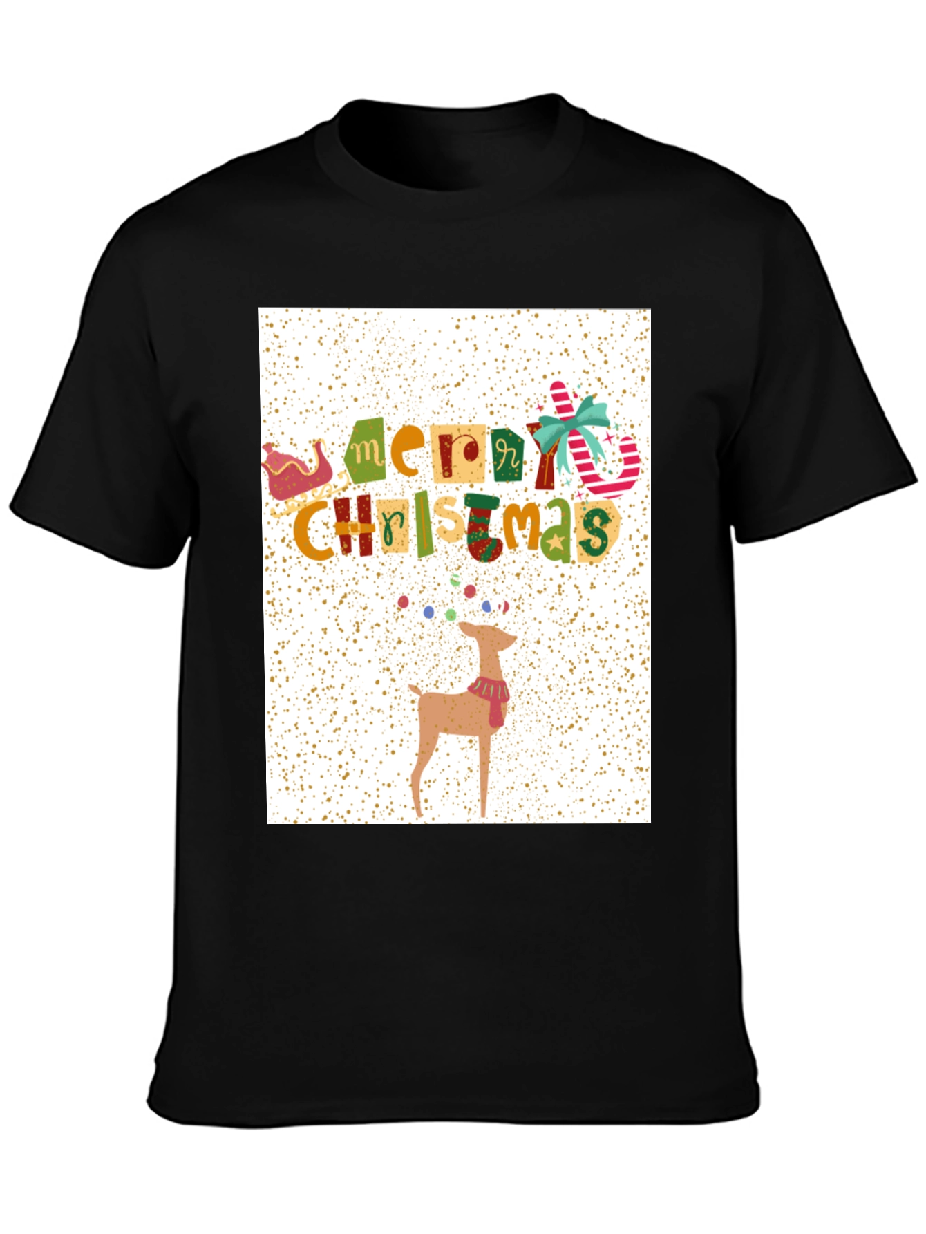 Festive Merry Christmas Reindeer Graphic Tee
