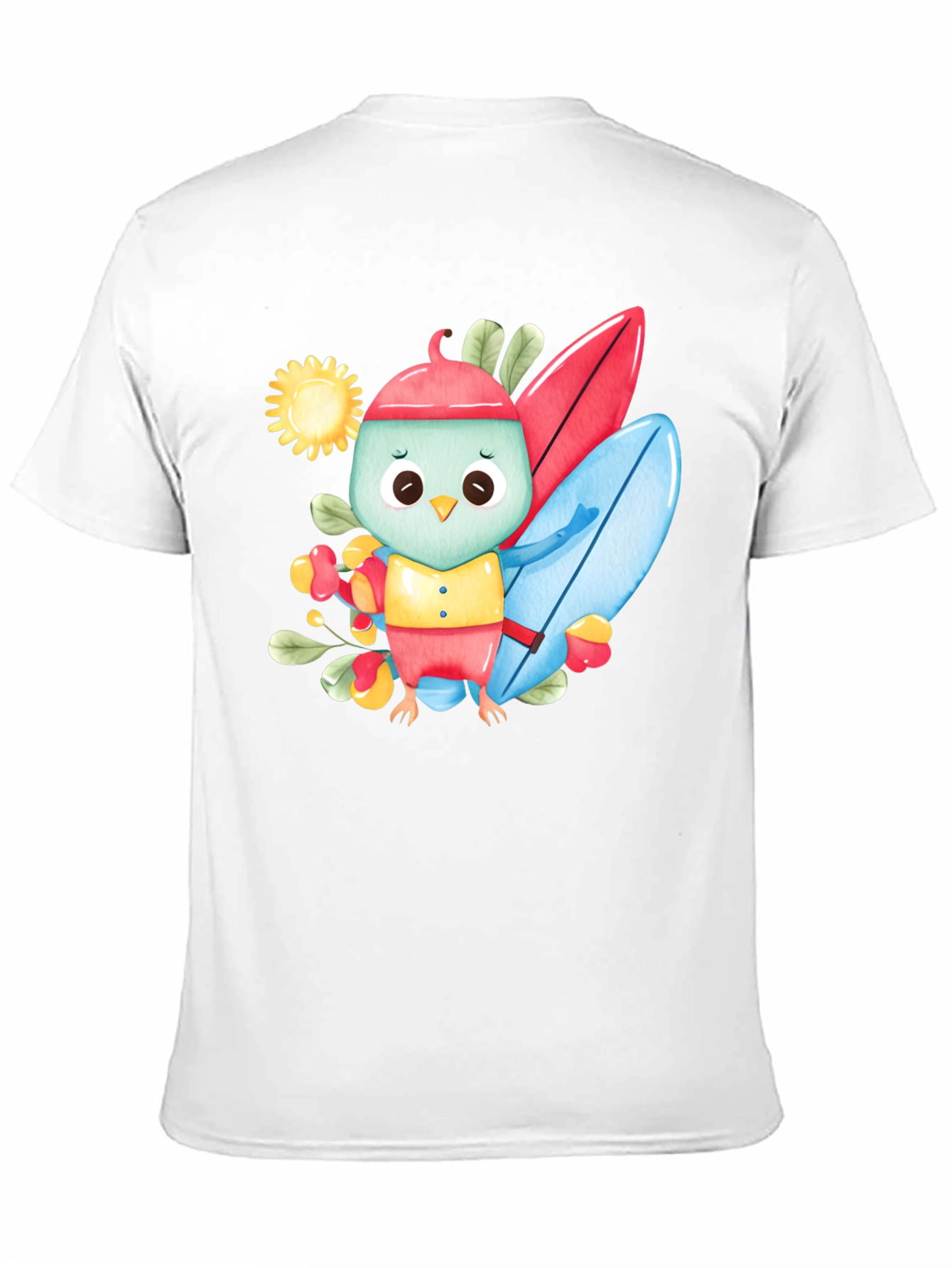 Surfing Bird Black T-Shirt
