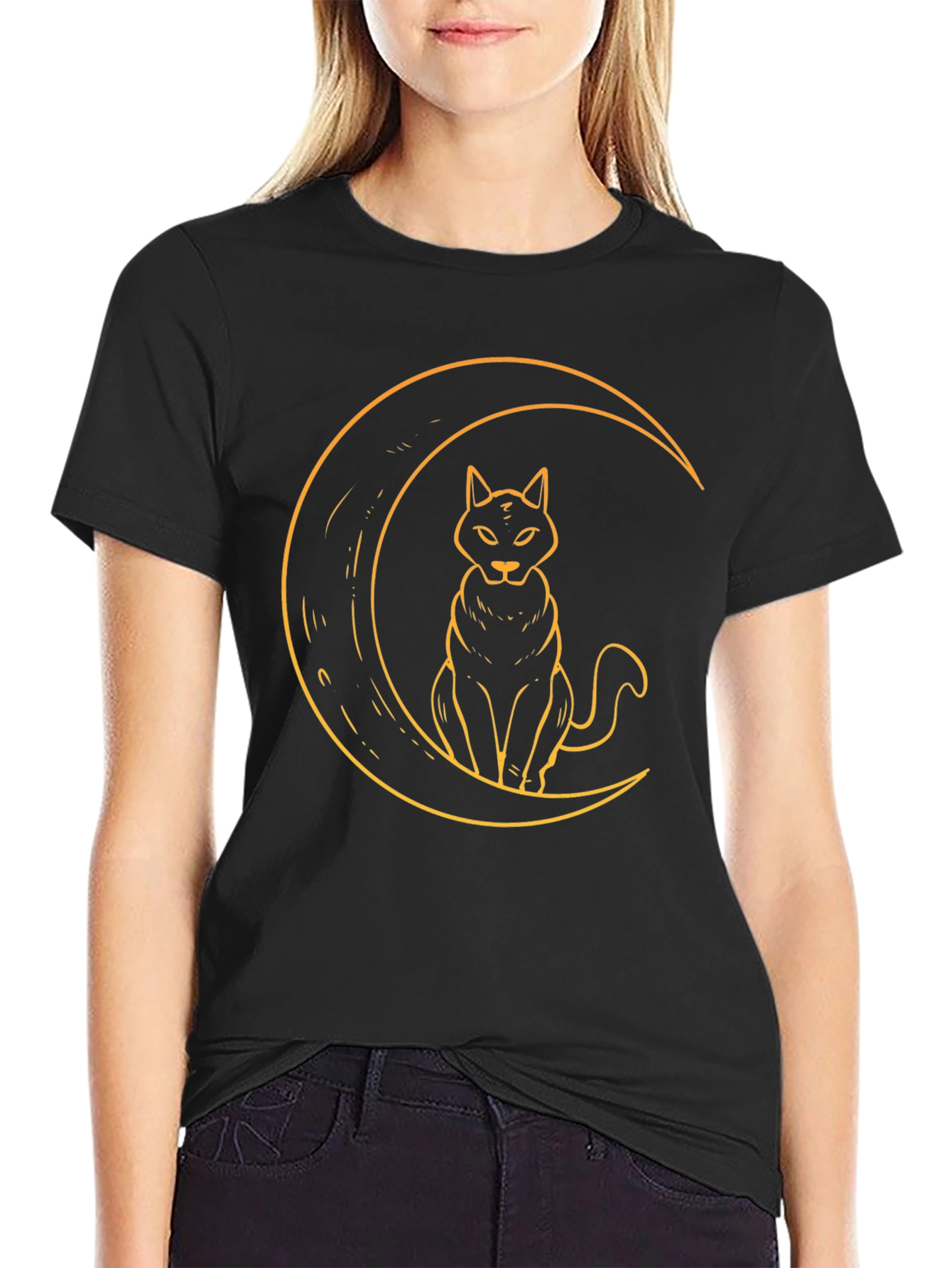 Cat Moon Graphic T-Shirt - Soft Cotton Tee
