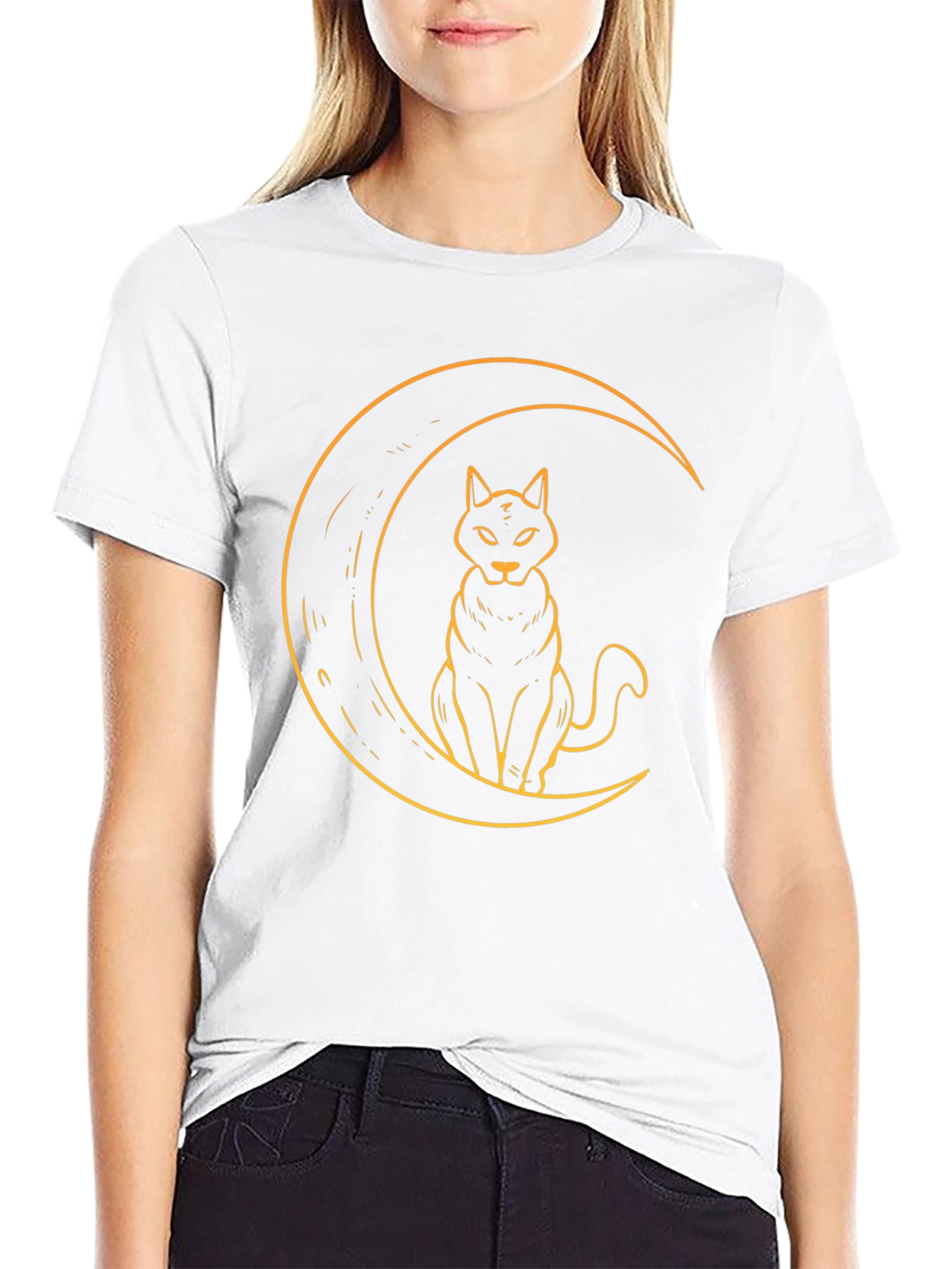 Cat Moon Graphic T-Shirt - Soft Cotton Tee
