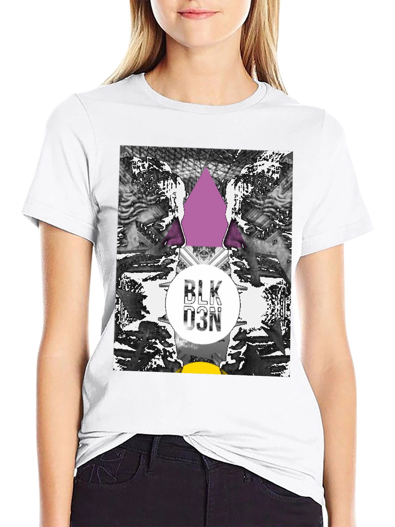 Abstract Graphic Print Black Tee