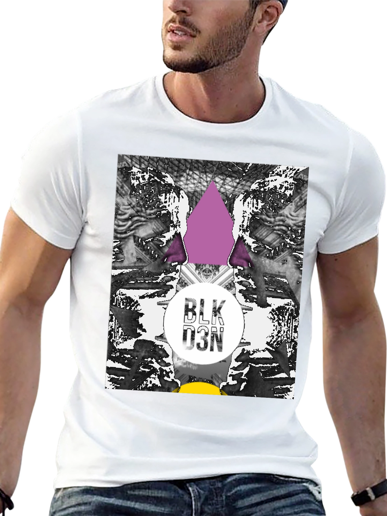 Abstract Graphic Print Black Tee