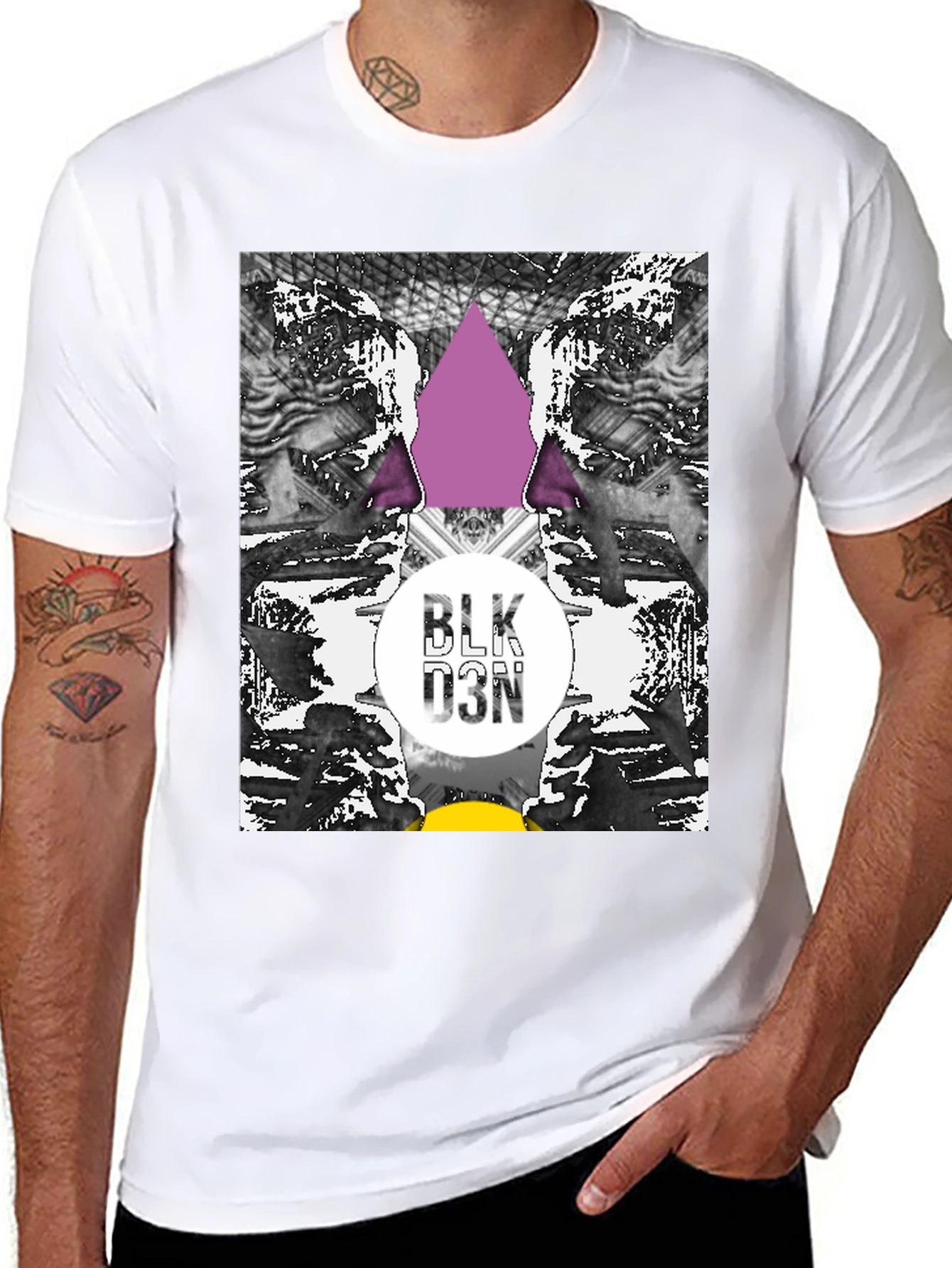 Abstract Graphic Print Black Tee