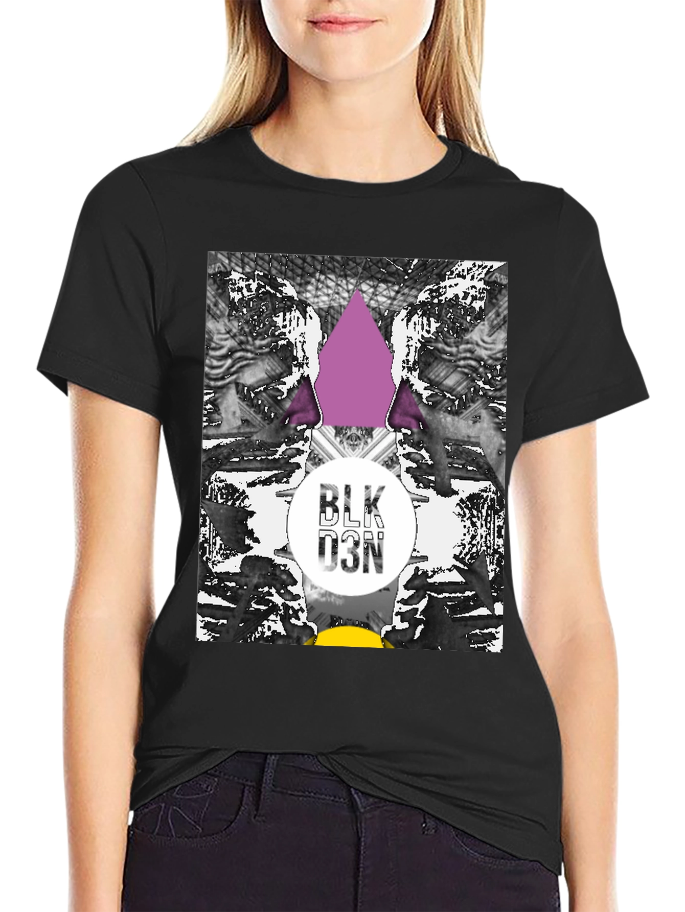 Abstract Graphic Print Black Tee