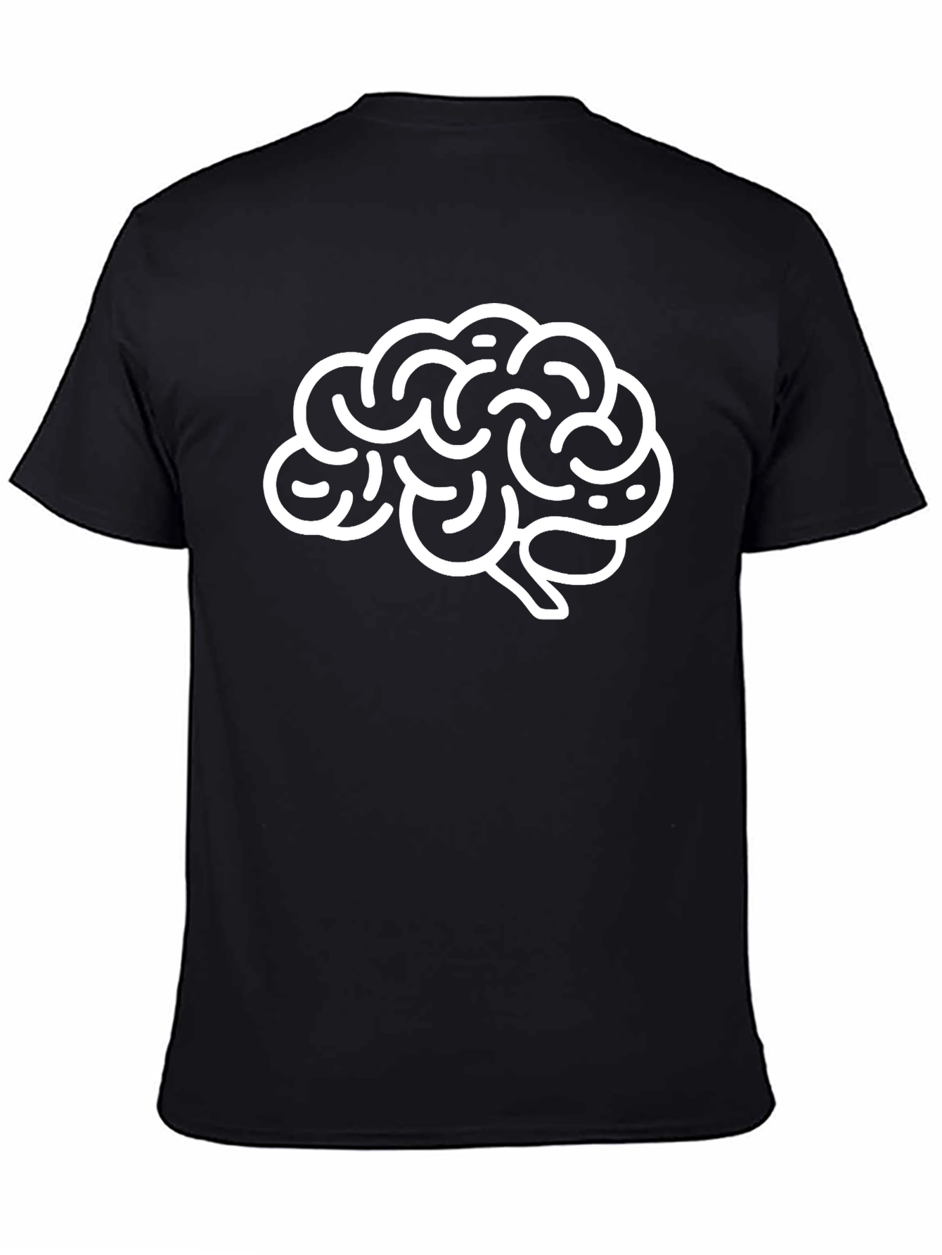 Brain Graphic Tee - Black Cotton Crew Neck