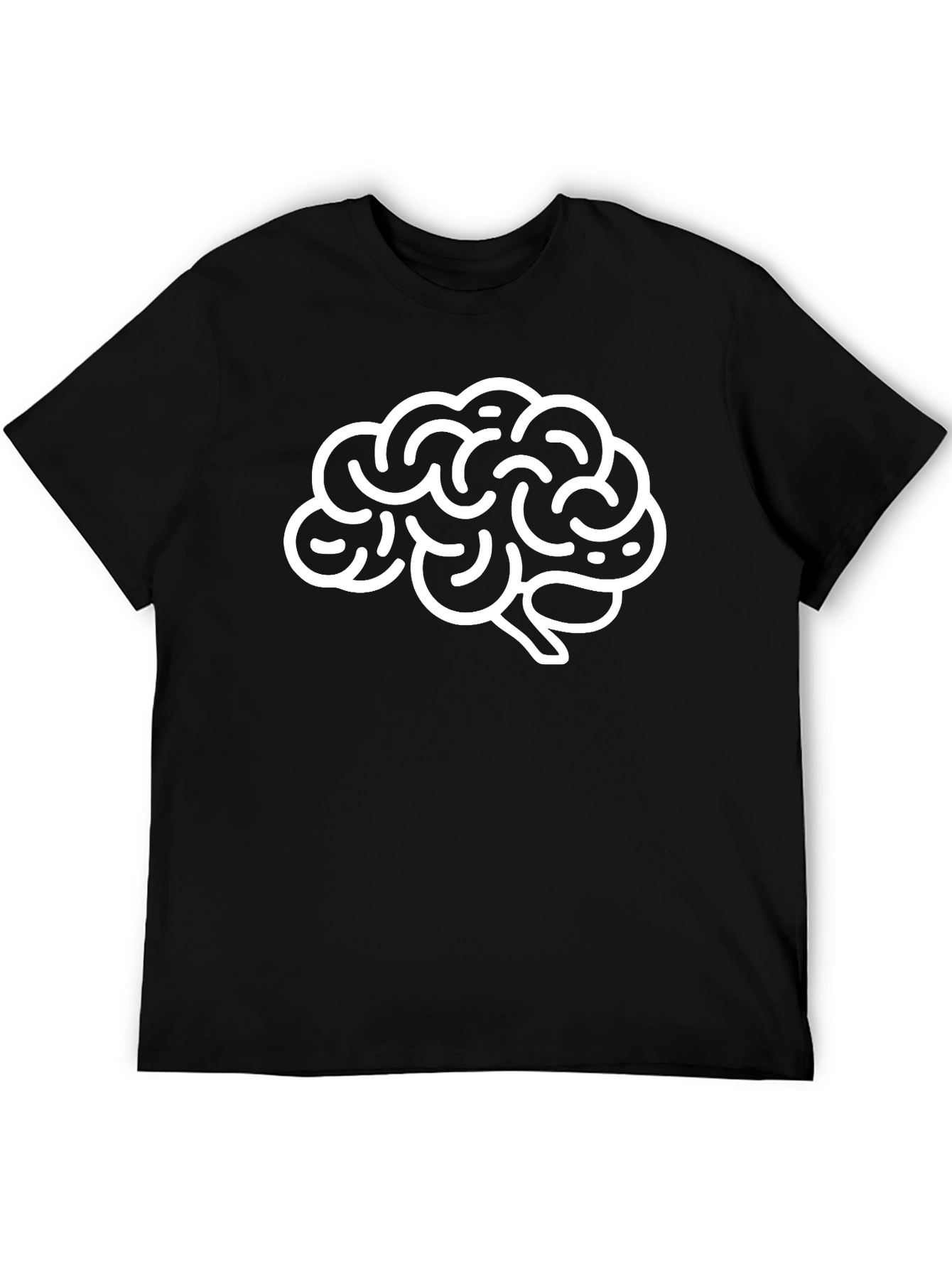 Brain Graphic Tee - Black Cotton Crew Neck