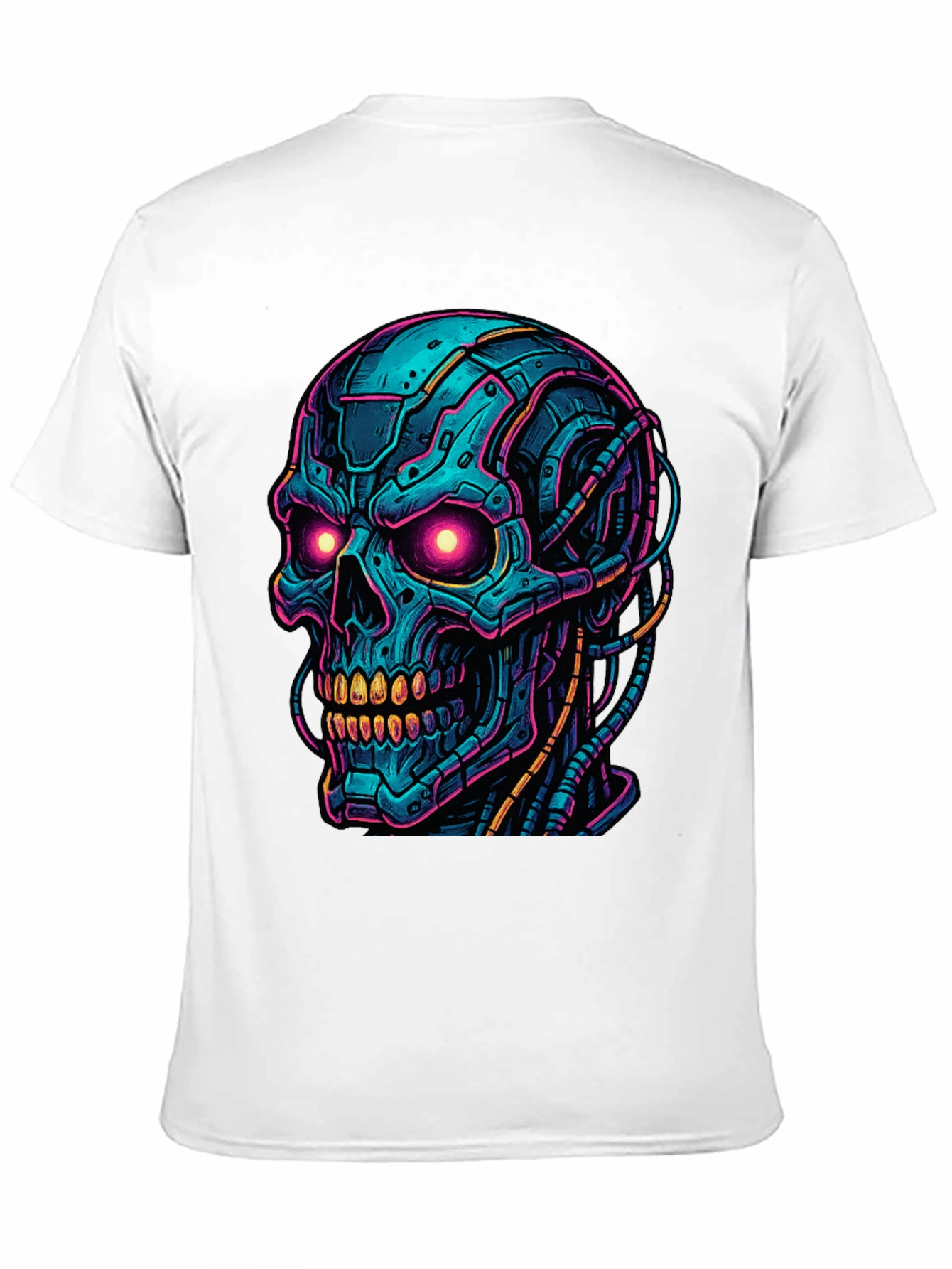 Cyberpunk Skull Graphic Tee - Bold Black Shirt