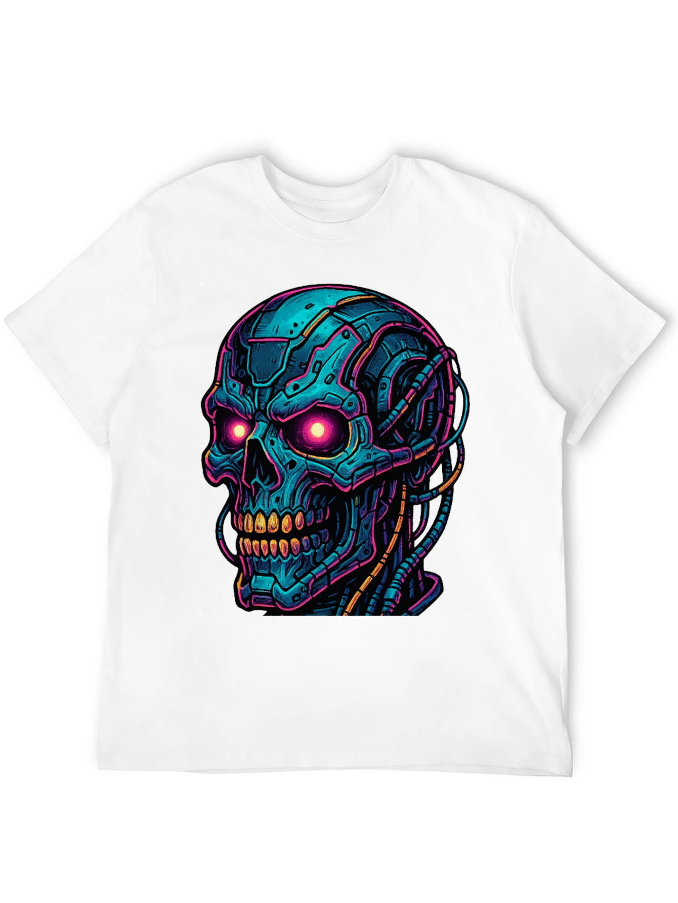 Cyberpunk Skull Graphic Tee - Bold Black Shirt