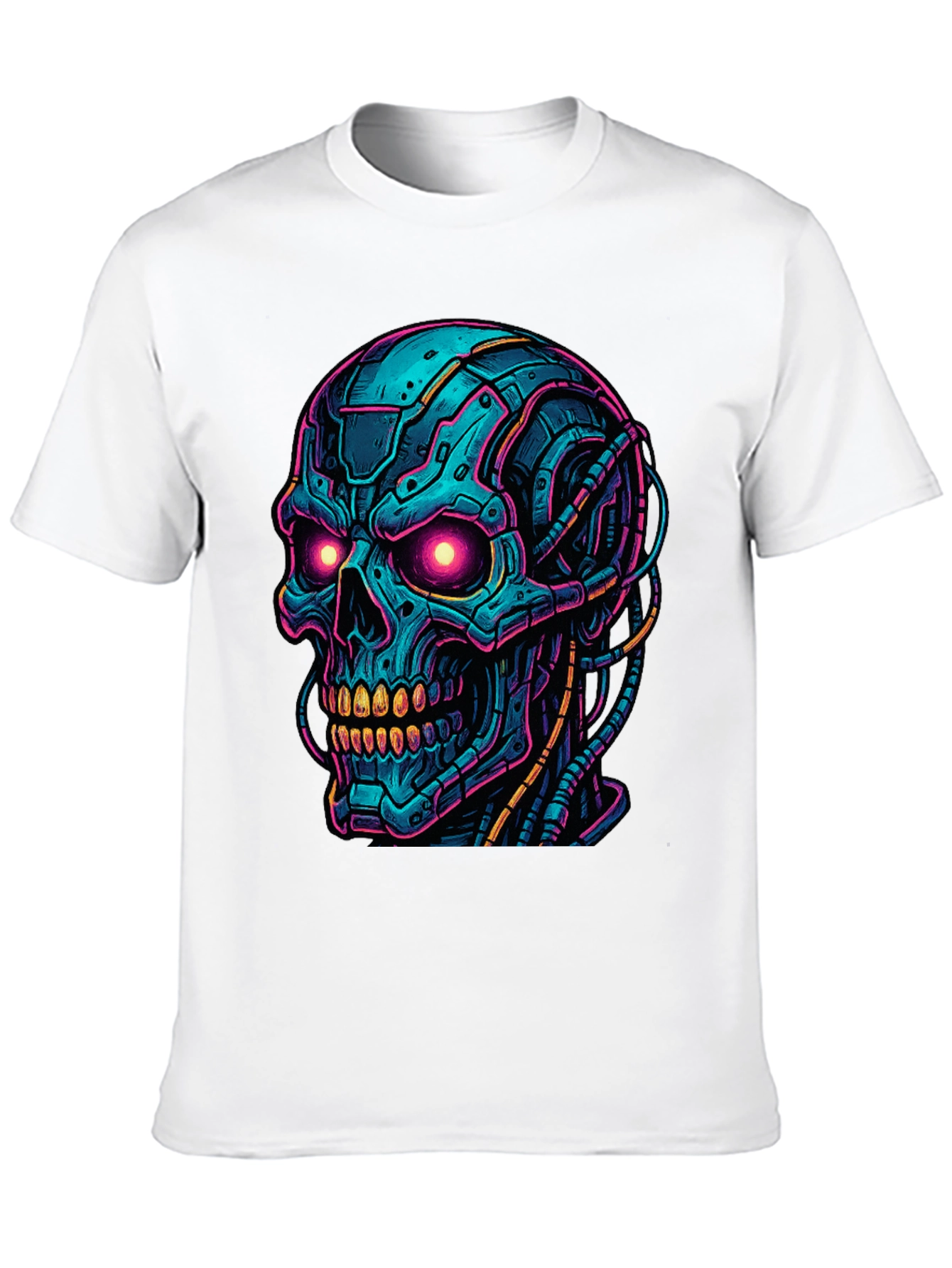 Cyberpunk Skull Graphic Tee - Bold Black Shirt