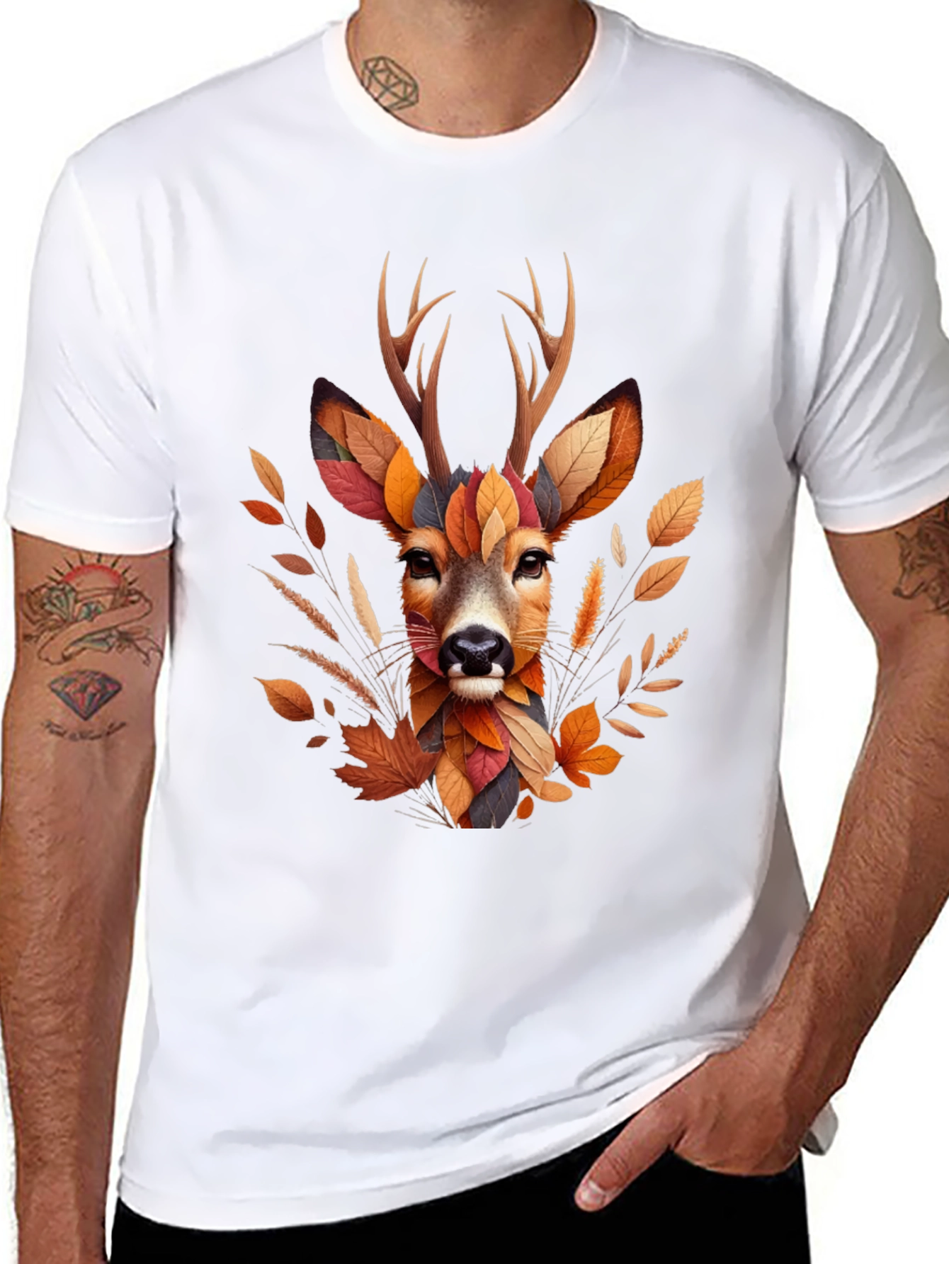 Autumn Deer Graphic T-Shirt - Nature Inspired Art