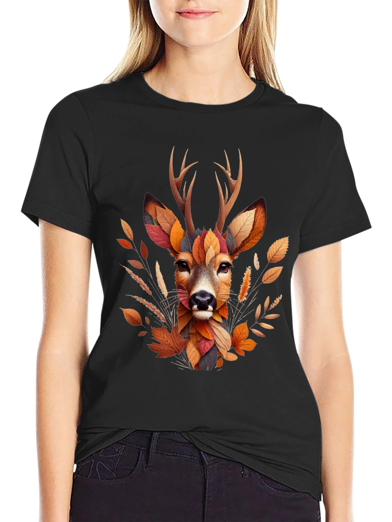 Autumn Deer Graphic T-Shirt - Nature Inspired Art