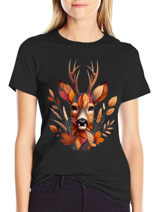 Autumn Deer Graphic T-Shirt - Nature Inspired Art