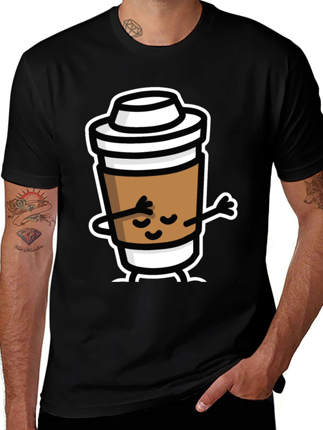 Dabbing Coffee Cup Black T-Shirt