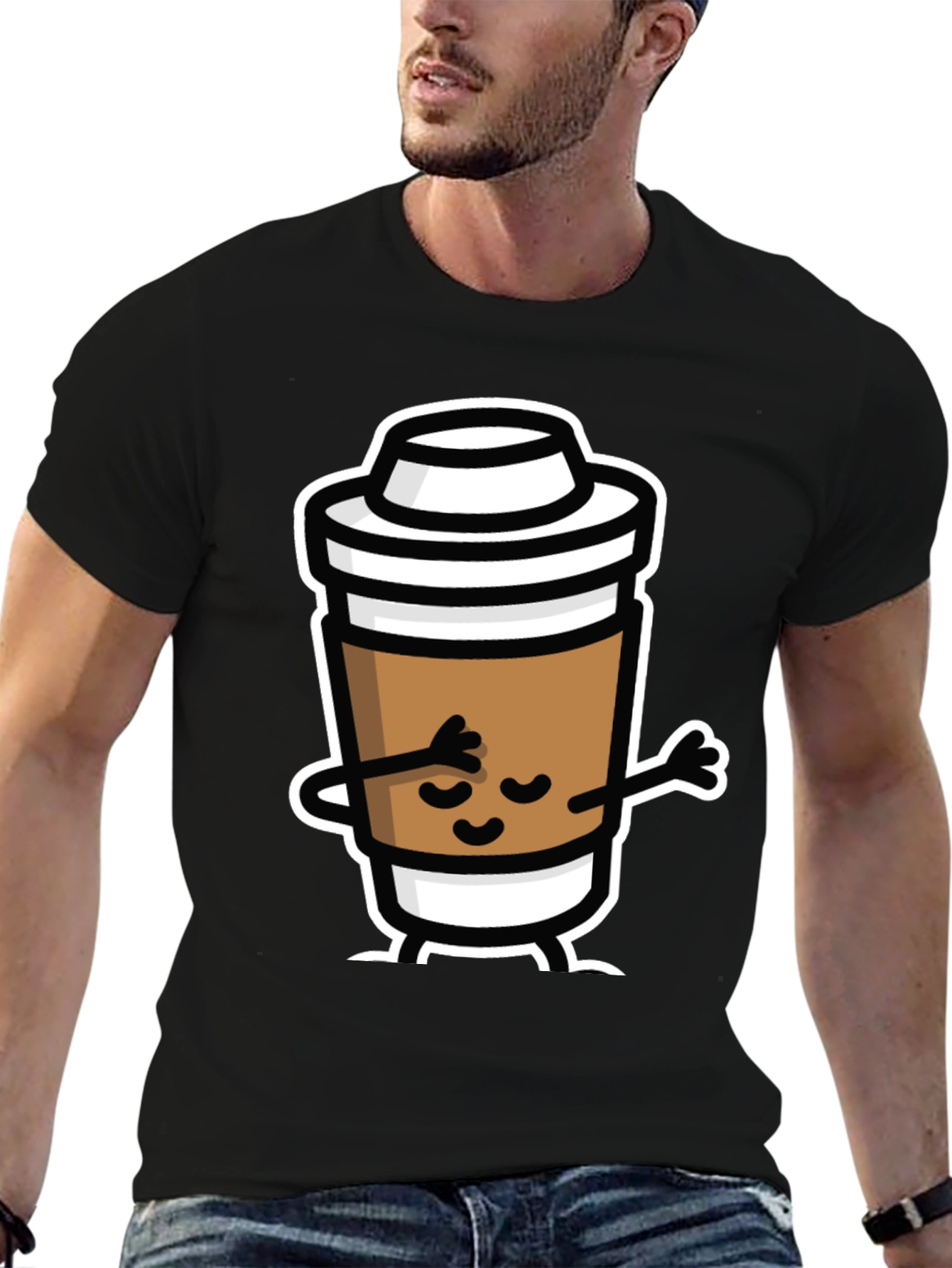 Dabbing Coffee Cup Black T-Shirt