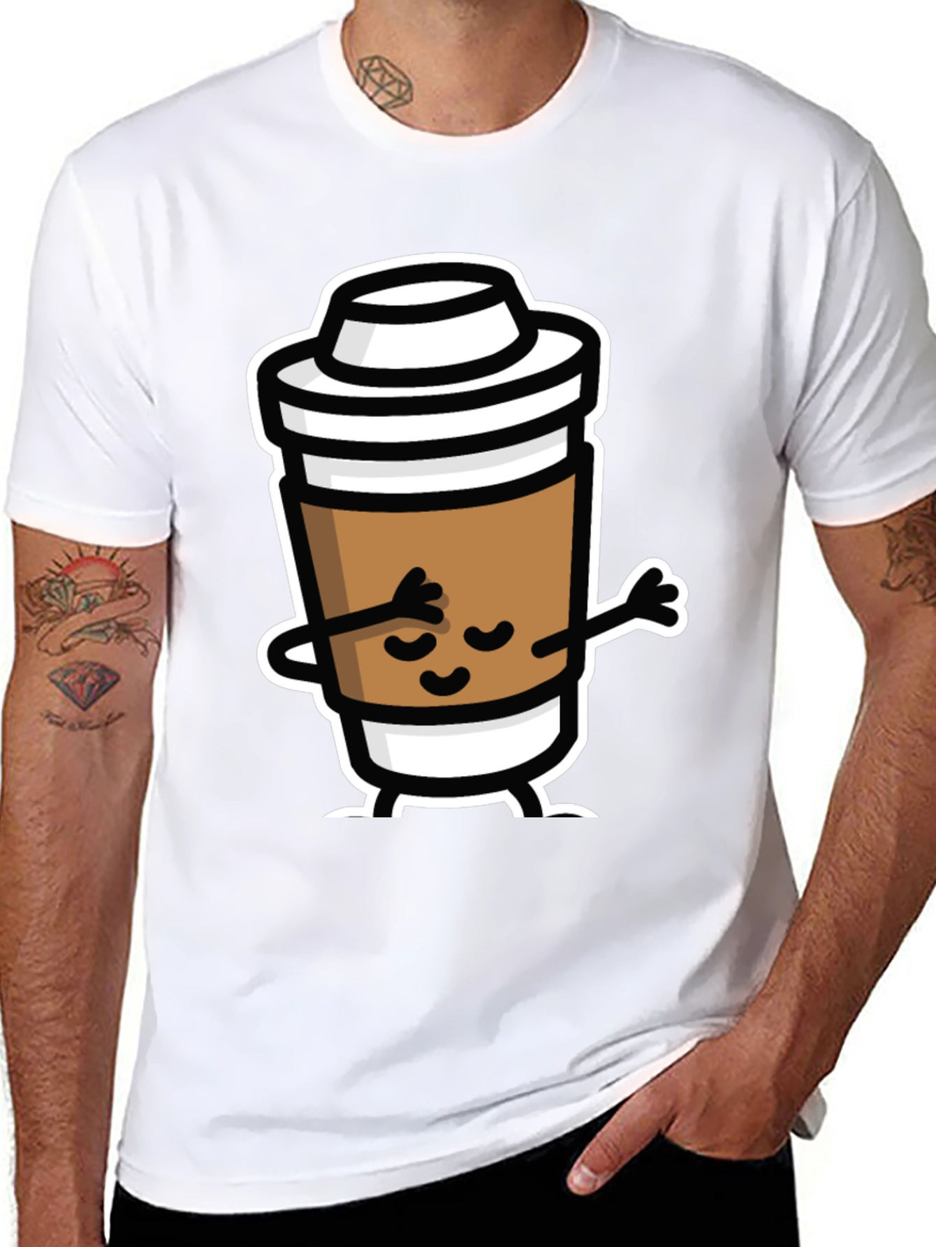 Dabbing Coffee Cup Black T-Shirt