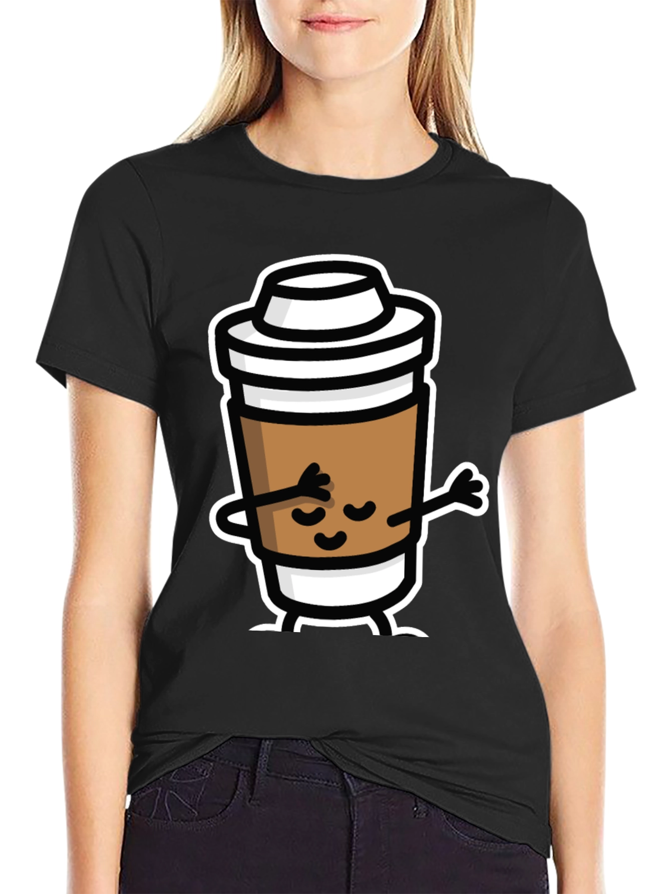 Dabbing Coffee Cup Black T-Shirt