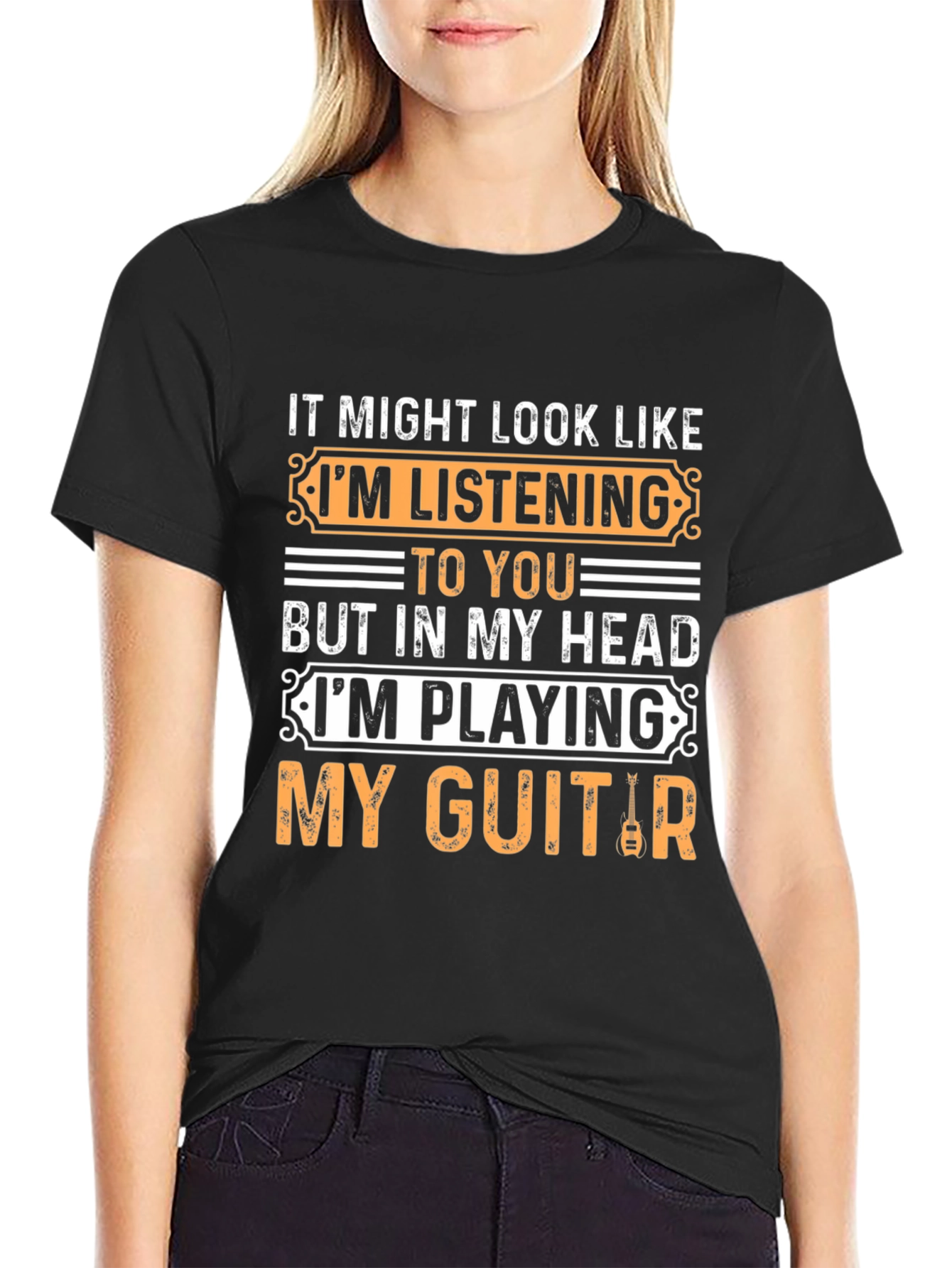 Funny Guitarist T-Shirt - Playing Guitar Design