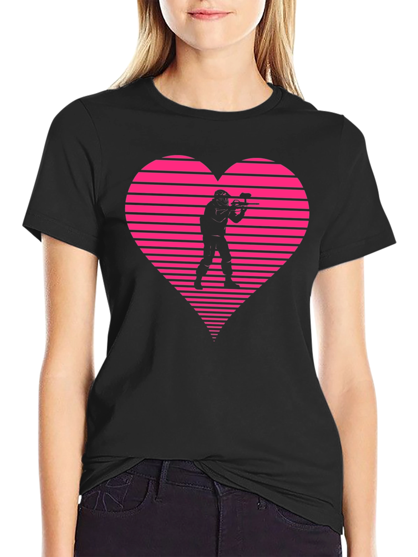 Paintball Heart Graphic T-Shirt - Black