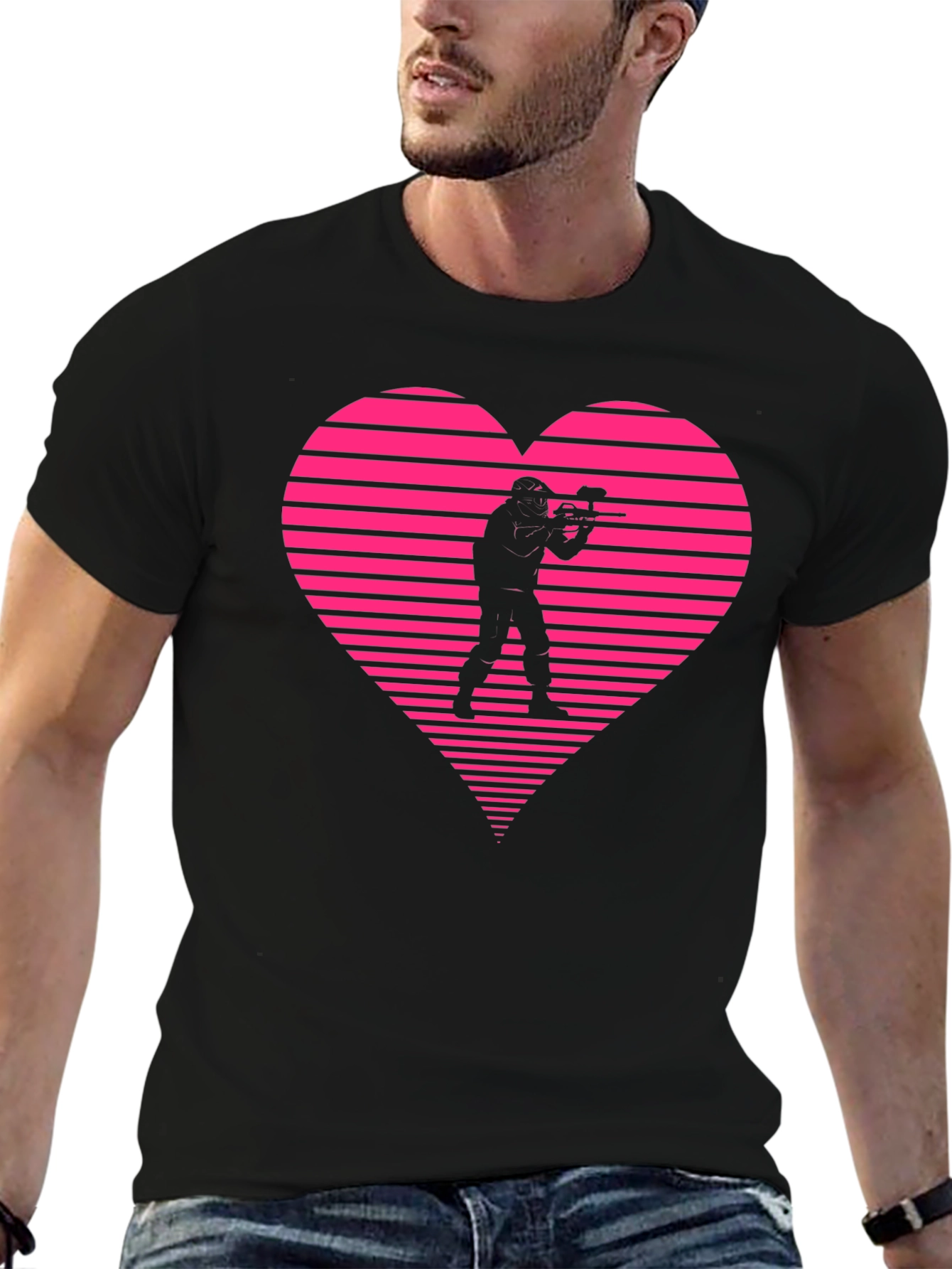 Paintball Heart Graphic T-Shirt - Black