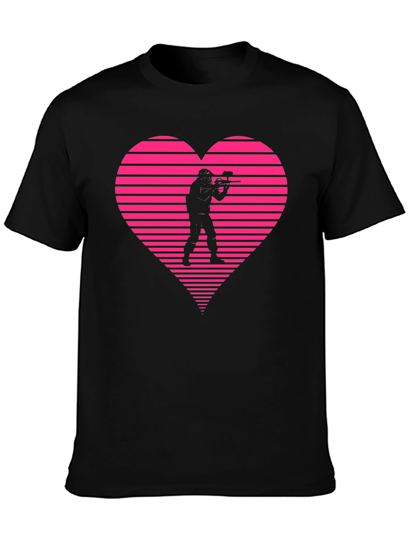 Paintball Heart Graphic T-Shirt - Black