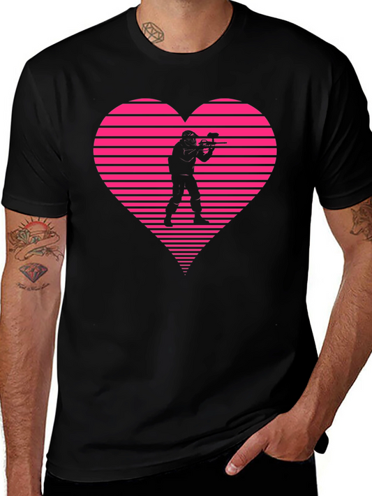 Paintball Heart Graphic T-Shirt - Black