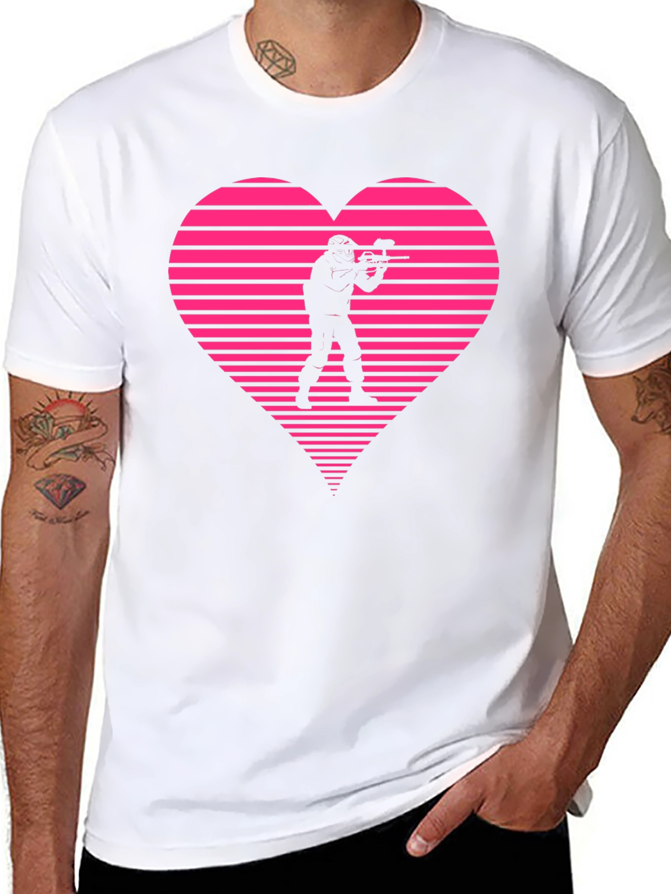 Paintball Heart Graphic T-Shirt - Black