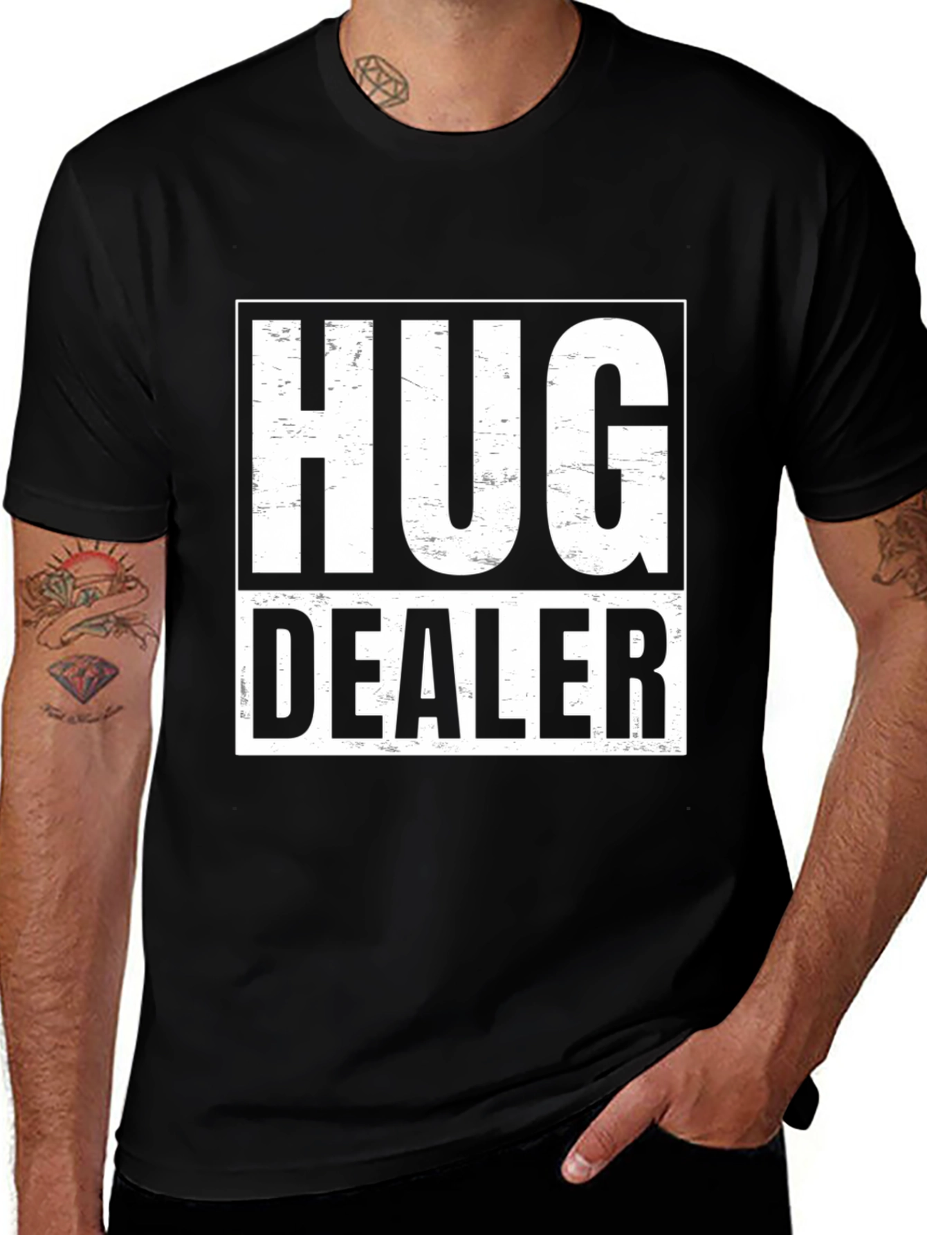 Hug Dealer Graphic T-Shirt - Black Cotton Tee