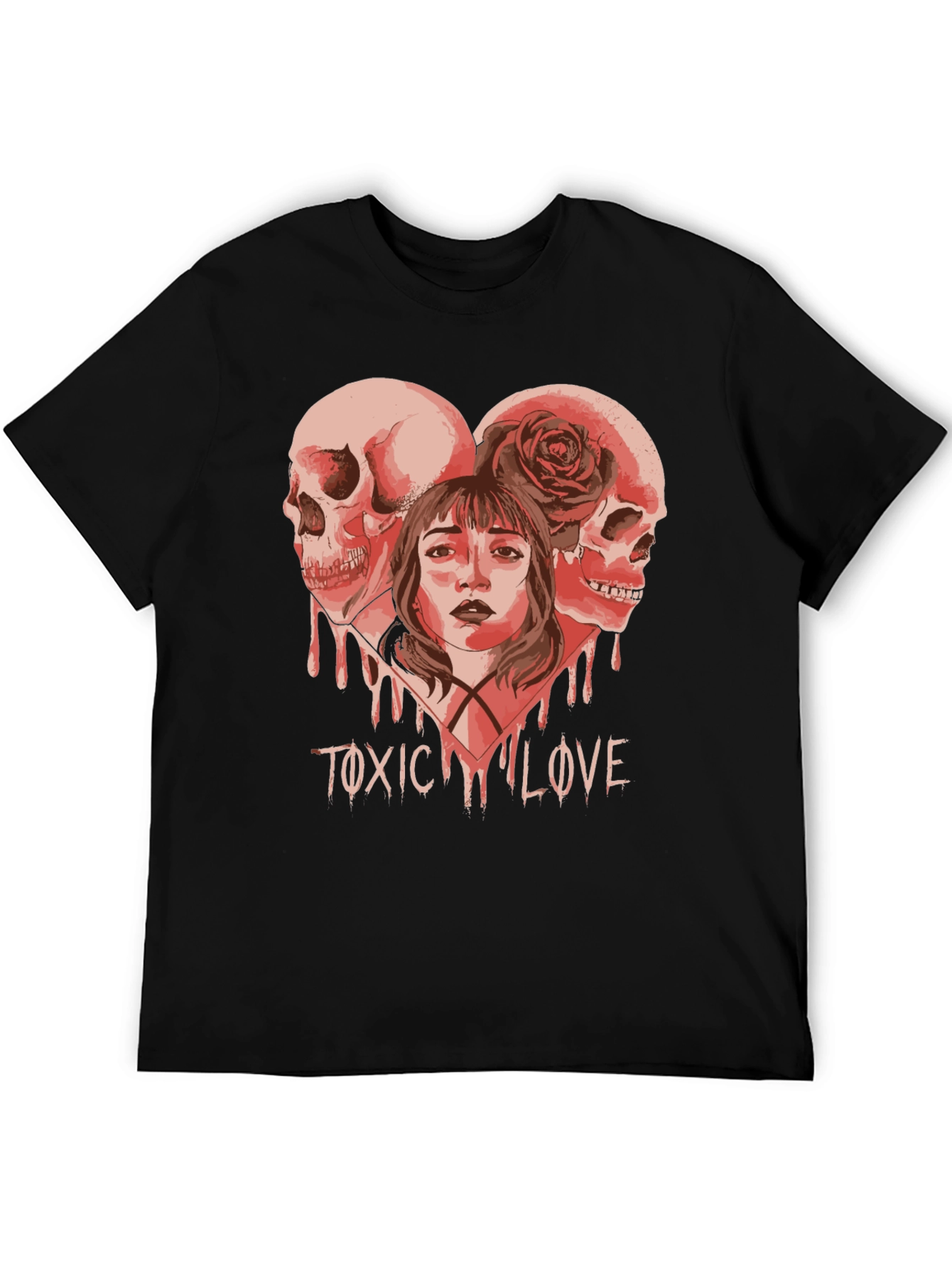 Toxic Love Graphic Tee - Skull Heart Design