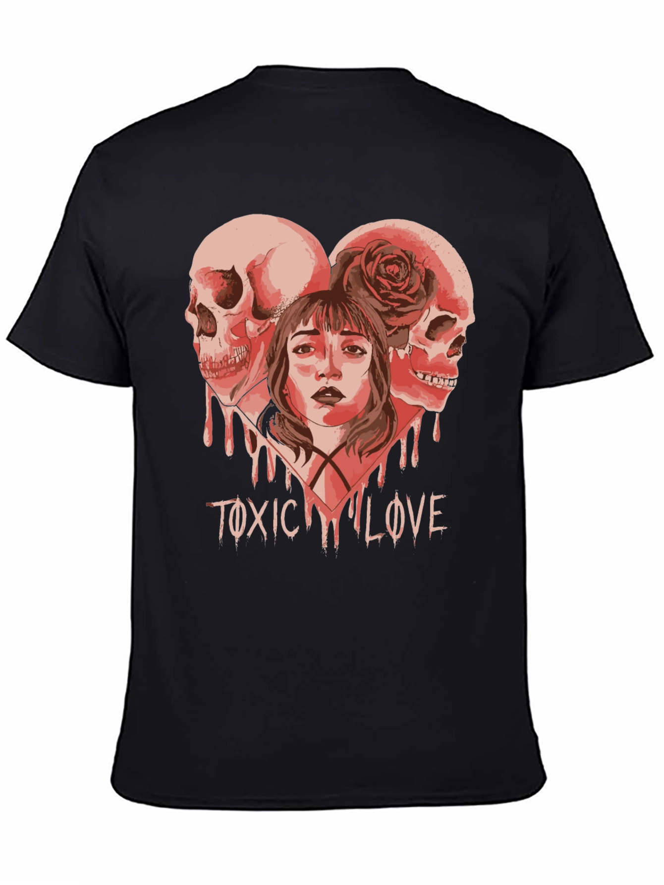 Toxic Love Graphic Tee - Skull Heart Design