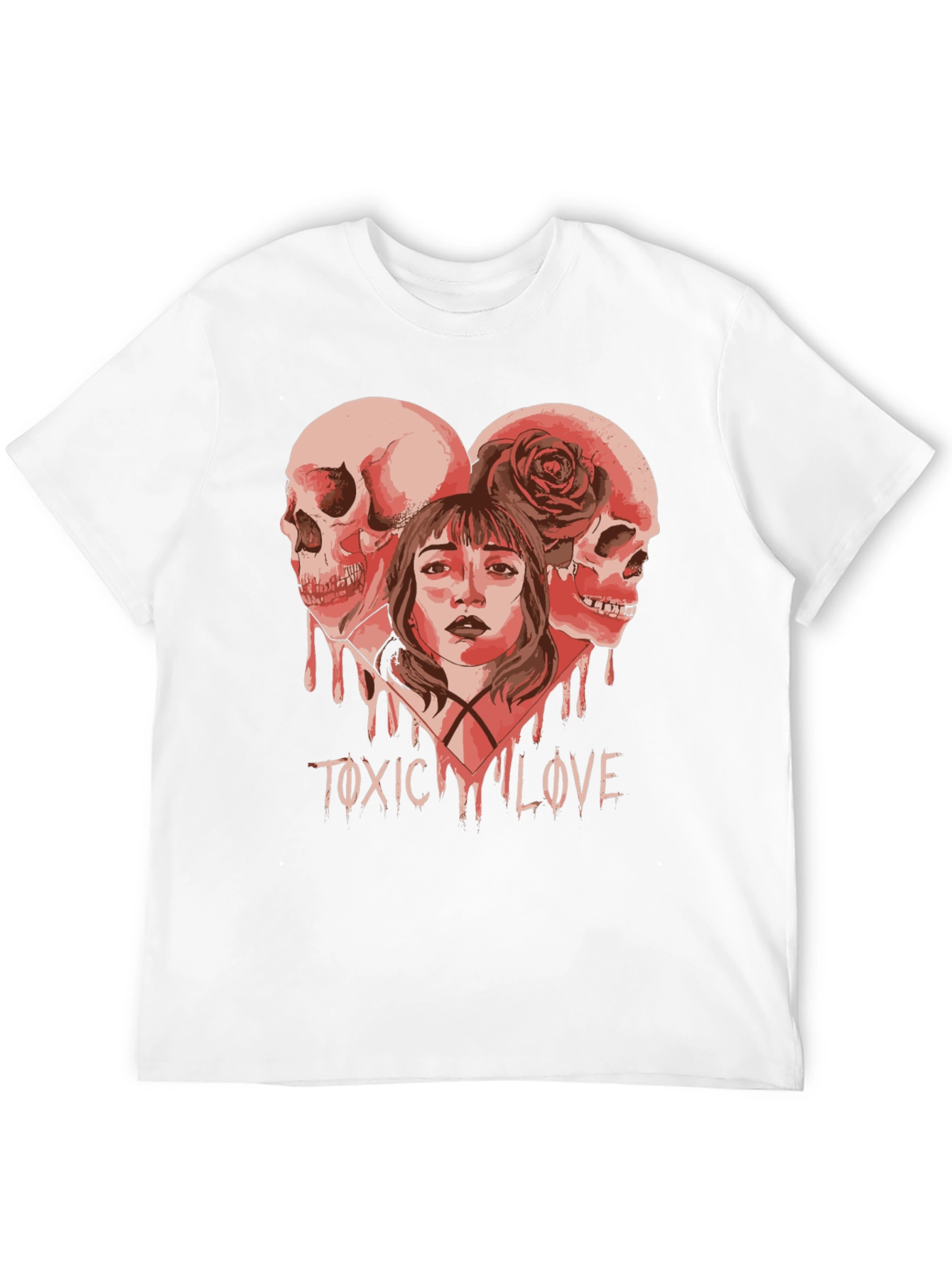 Toxic Love Graphic Tee - Skull Heart Design