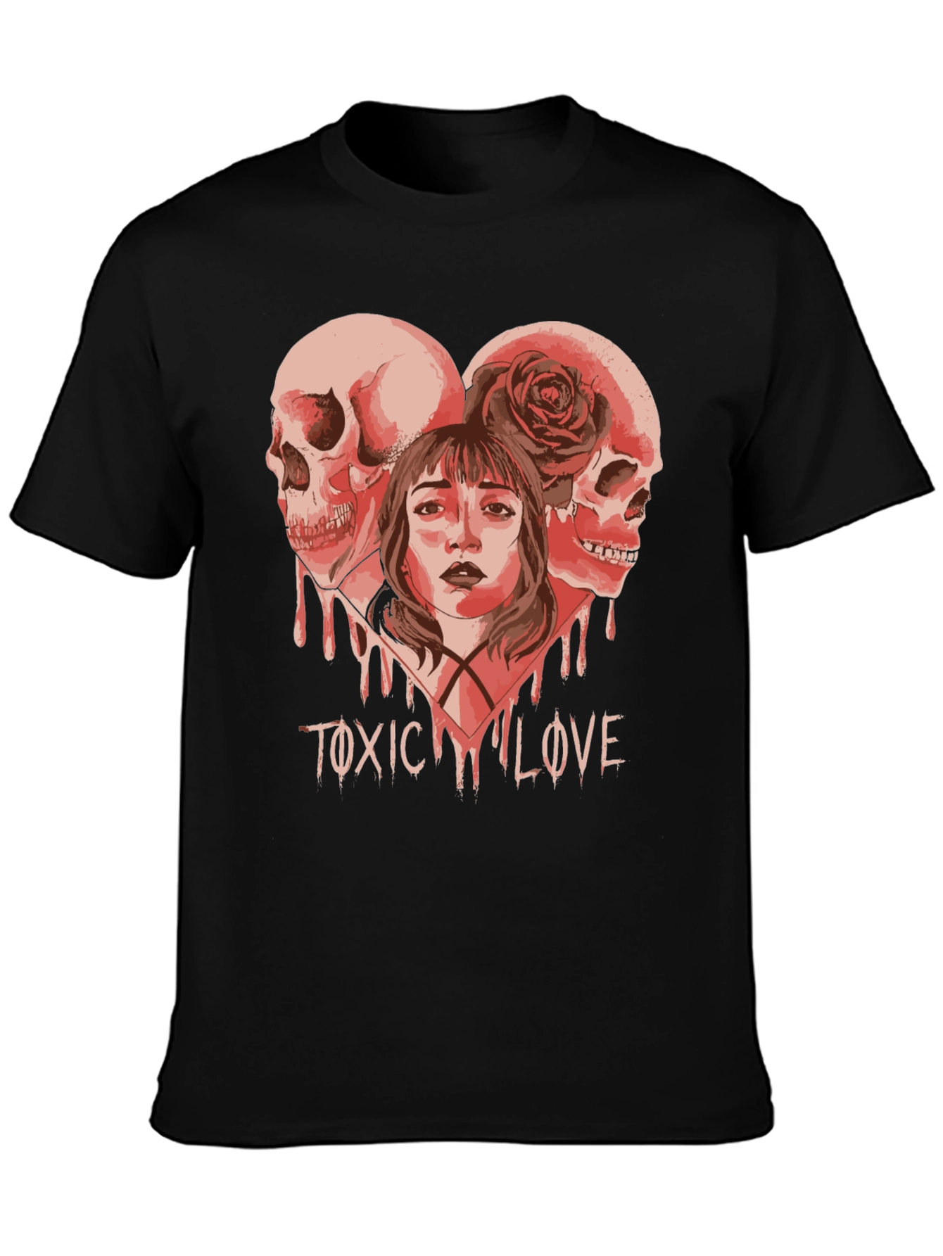 Toxic Love Graphic Tee - Skull Heart Design