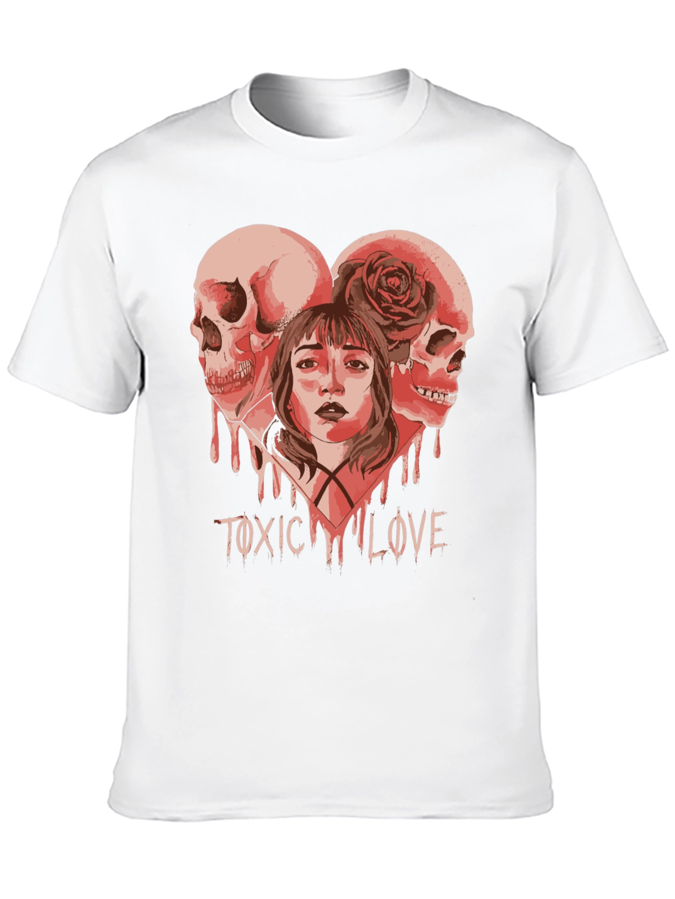 Toxic Love Graphic Tee - Skull Heart Design