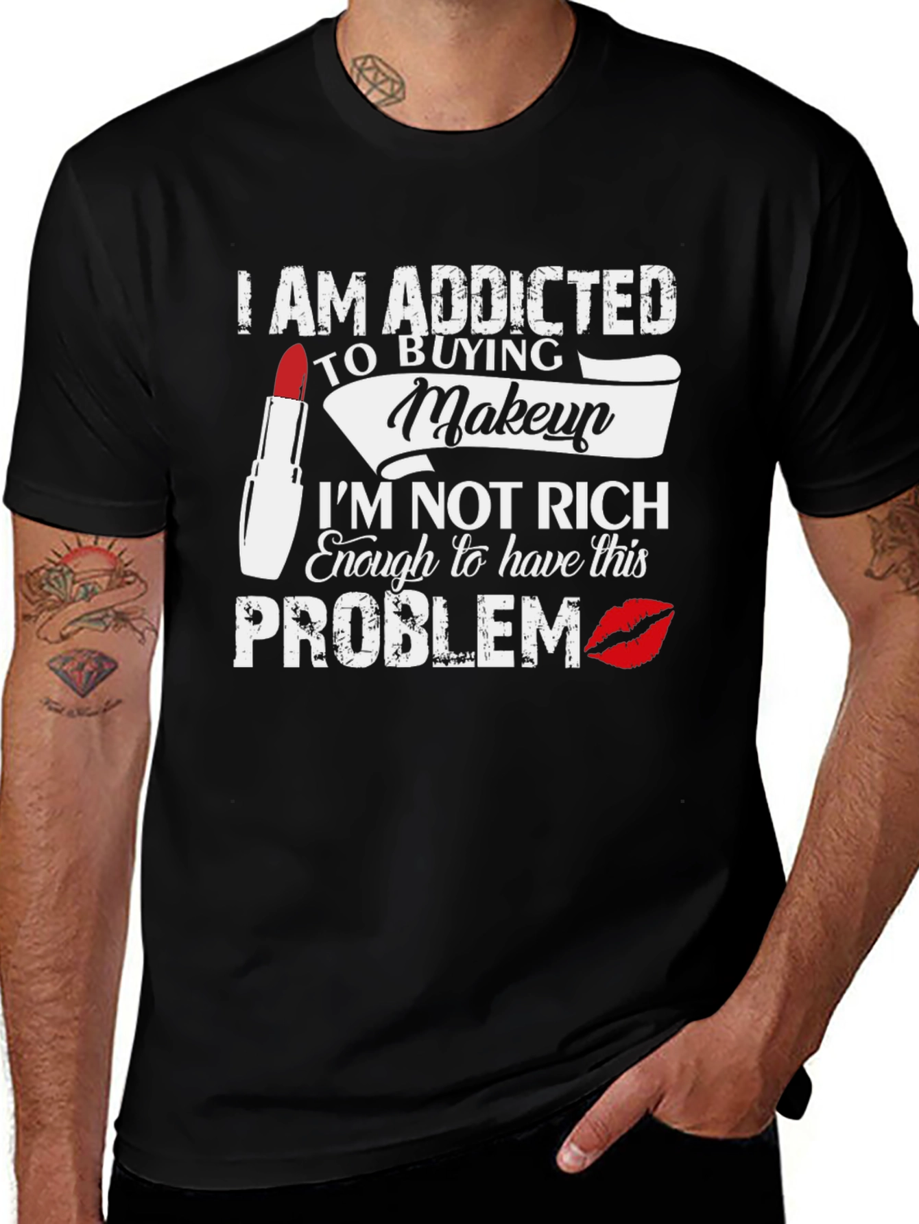 Addicted to Makeup Funny Graphic Tee