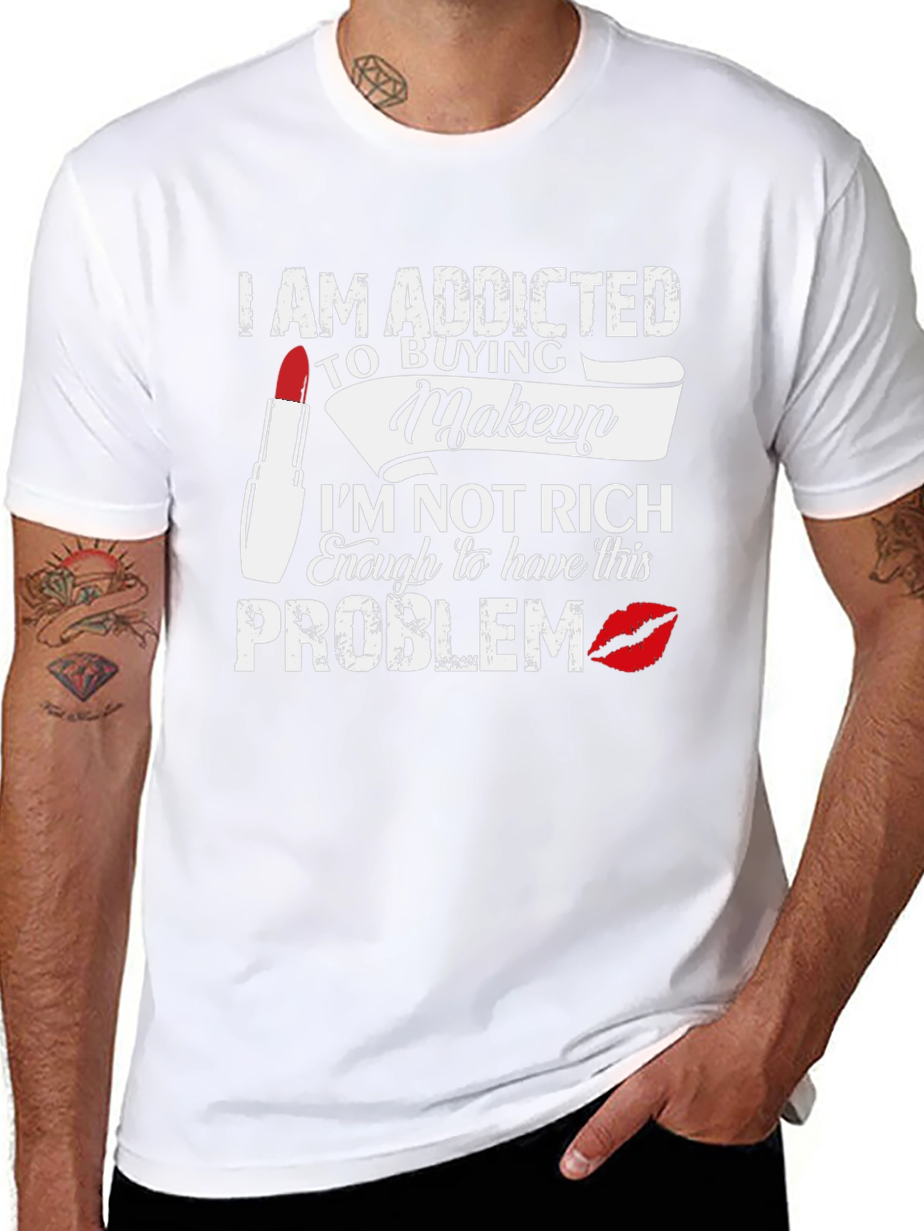 Addicted to Makeup Funny Graphic Tee