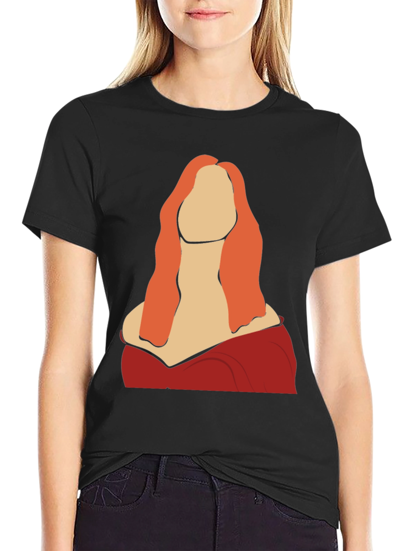Abstract Woman Graphic Tee - Black