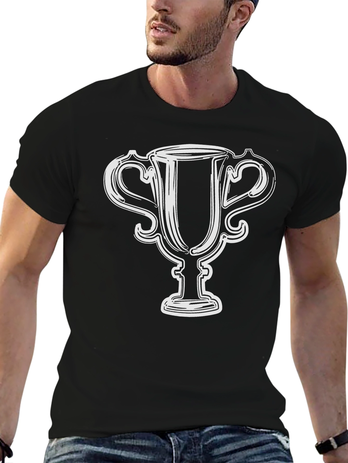 Trophy Graphic Tee - Casual Black T-Shirt