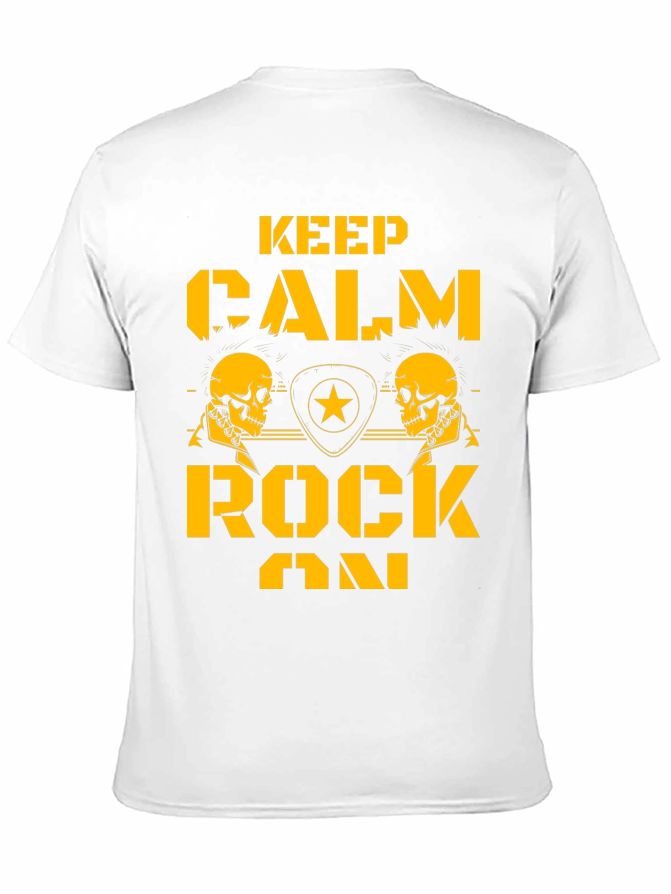 Keep Calm Rock On Black T-Shirt with Skull Graphics