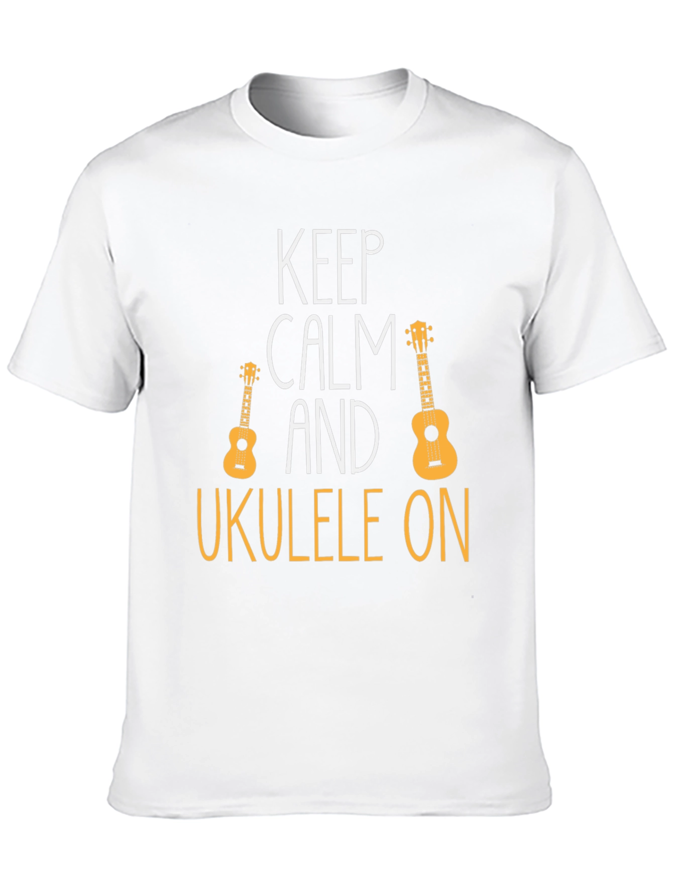 Keep Calm Ukulele On Black T-Shirt