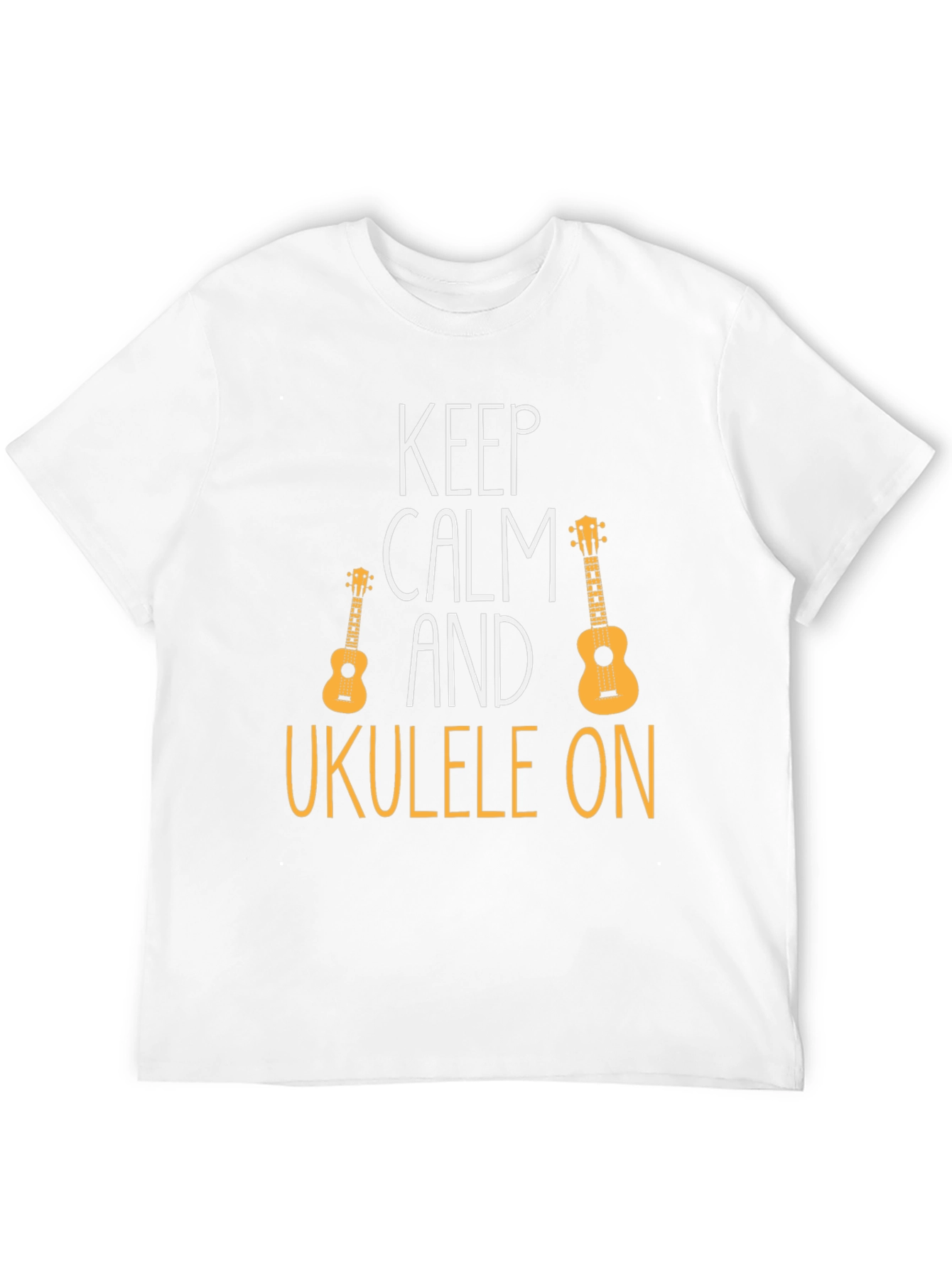 Keep Calm Ukulele On Black T-Shirt
